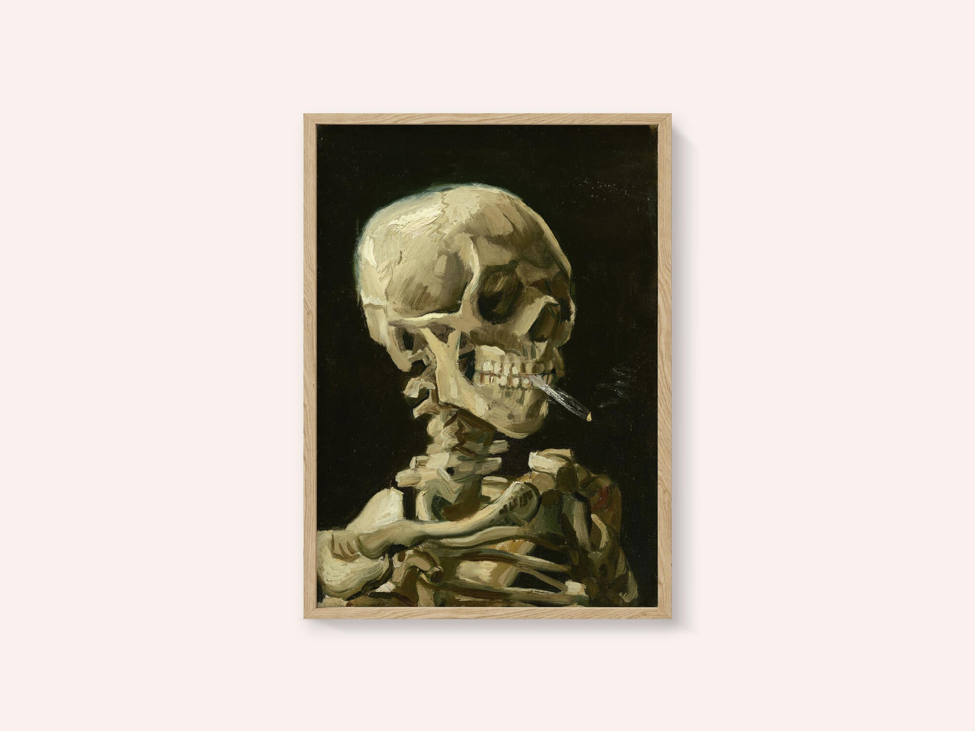 Head of a skeleton with a burning cigarette