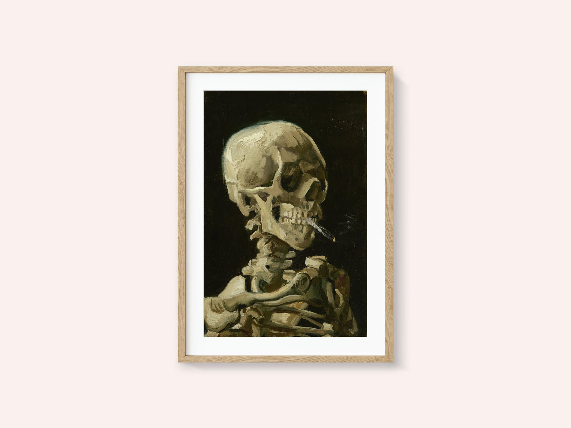 Head of a skeleton with a burning cigarette