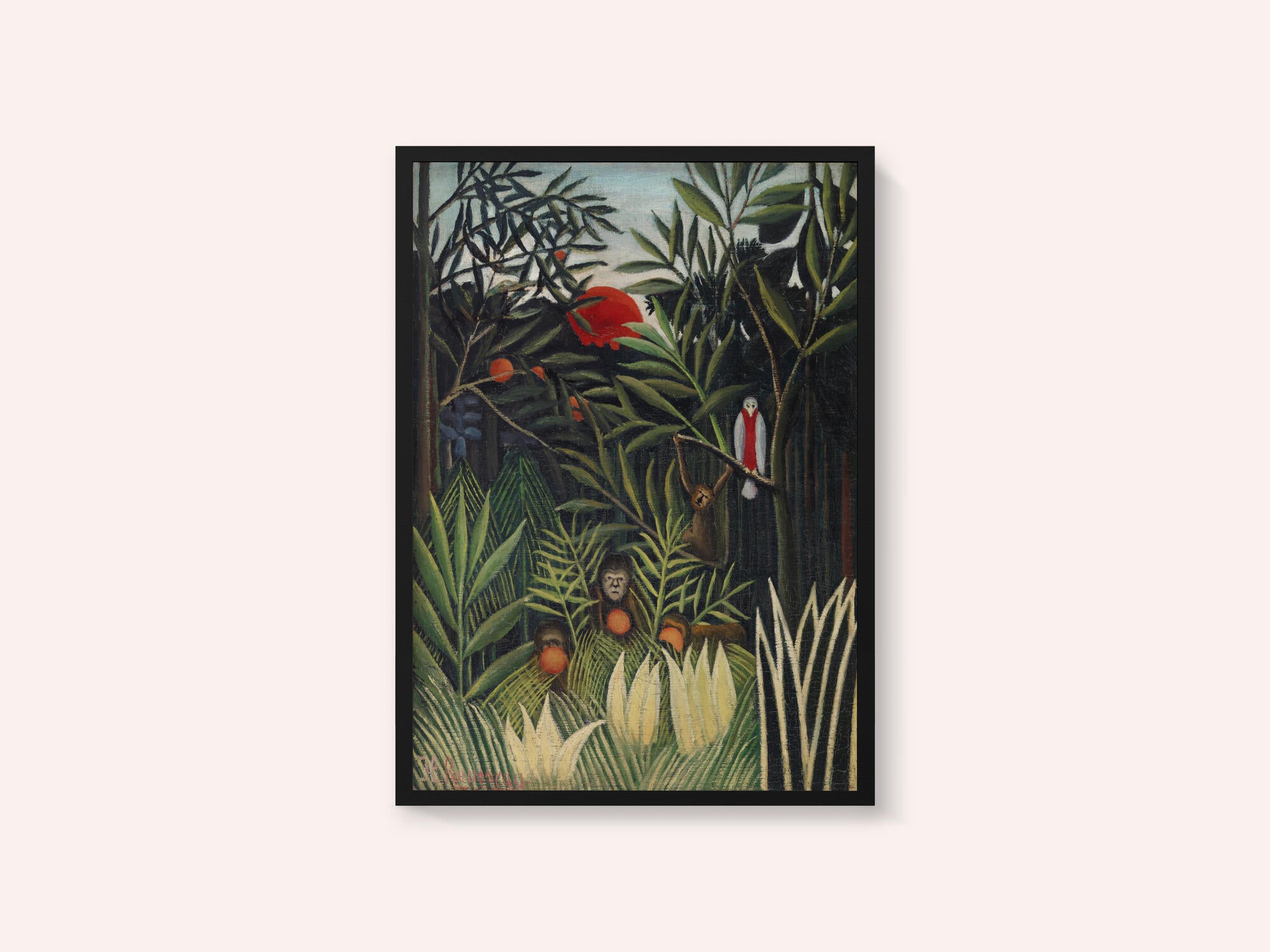 Monkeys And Parrot In The Virgin Forest