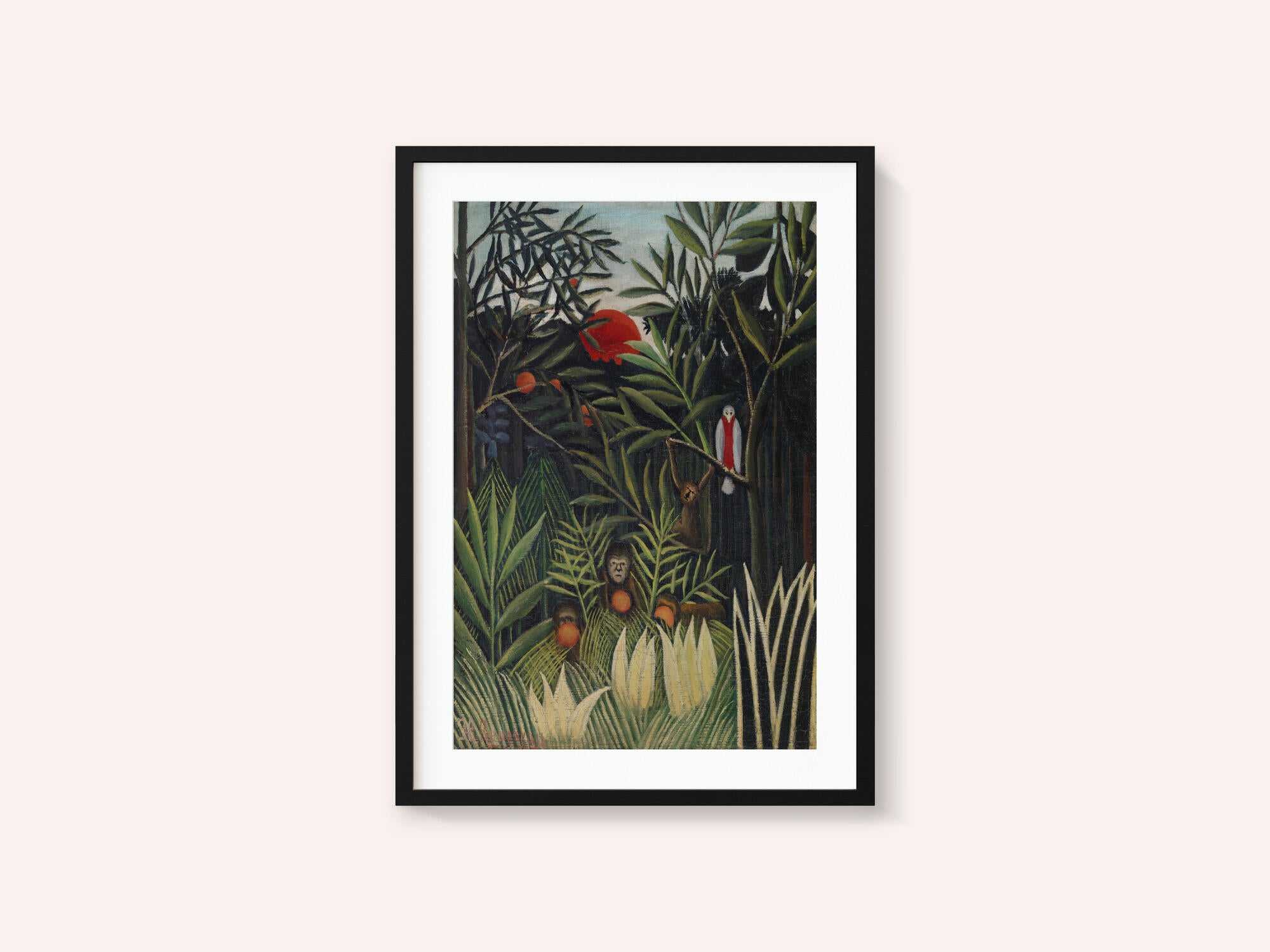 Monkeys And Parrot In The Virgin Forest