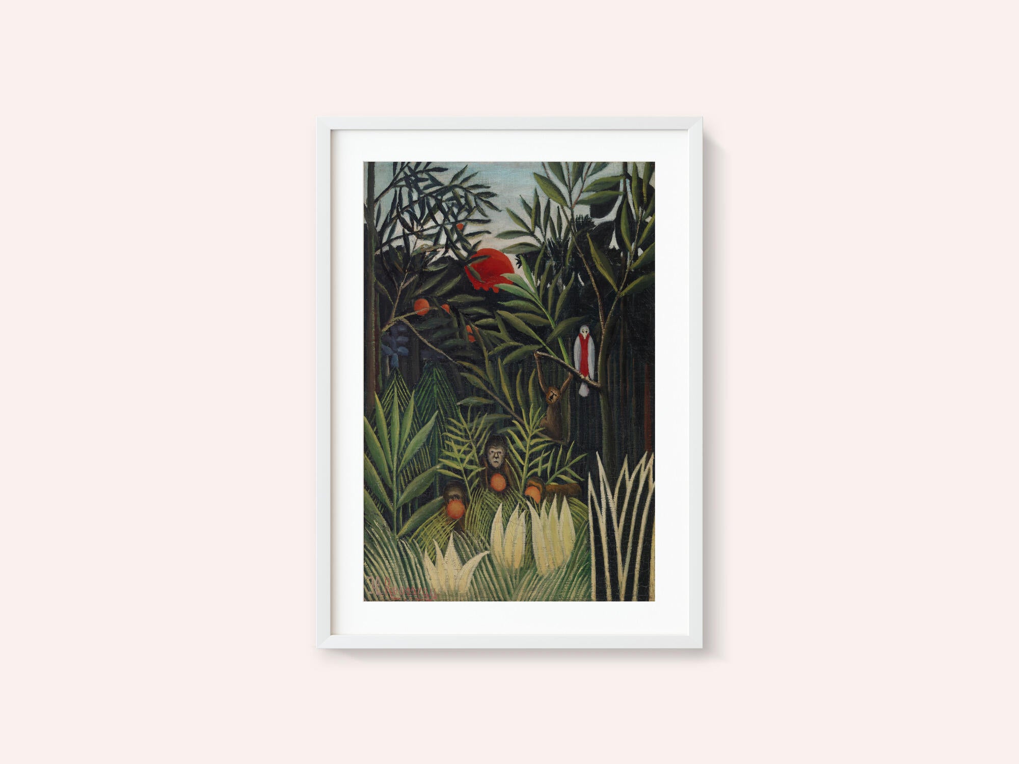 Monkeys And Parrot In The Virgin Forest
