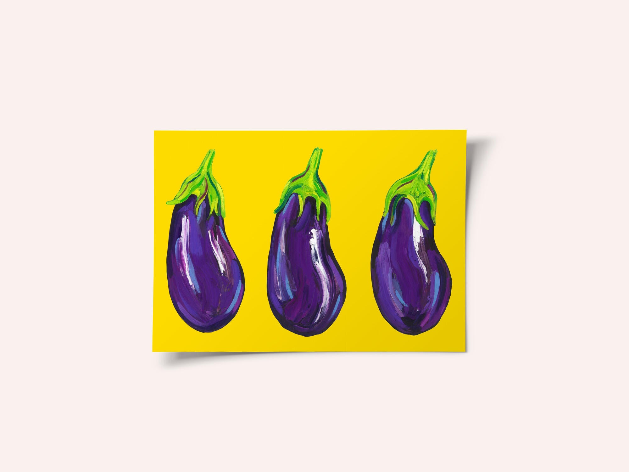 Aubergines On Yellow