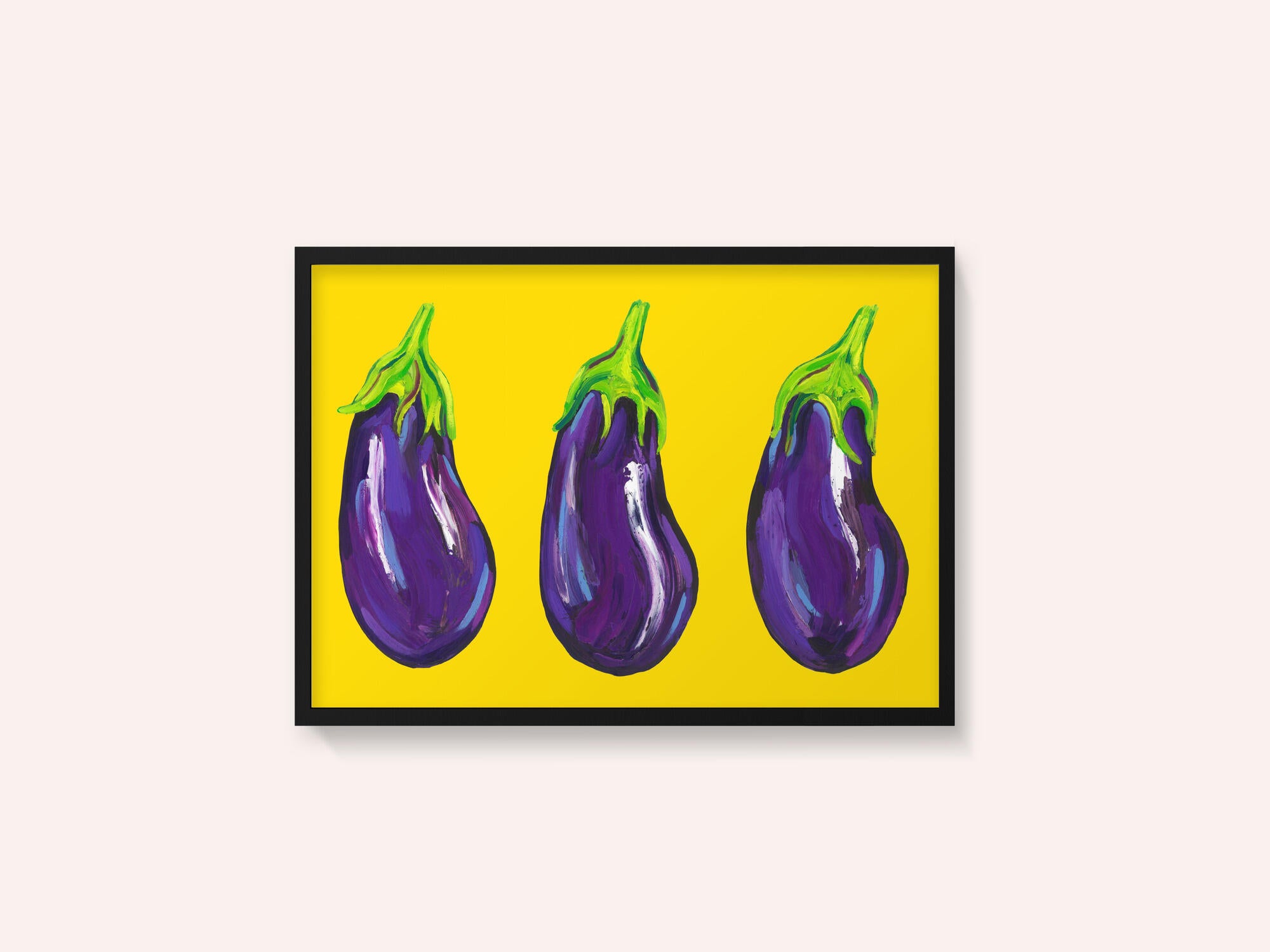 Aubergines On Yellow