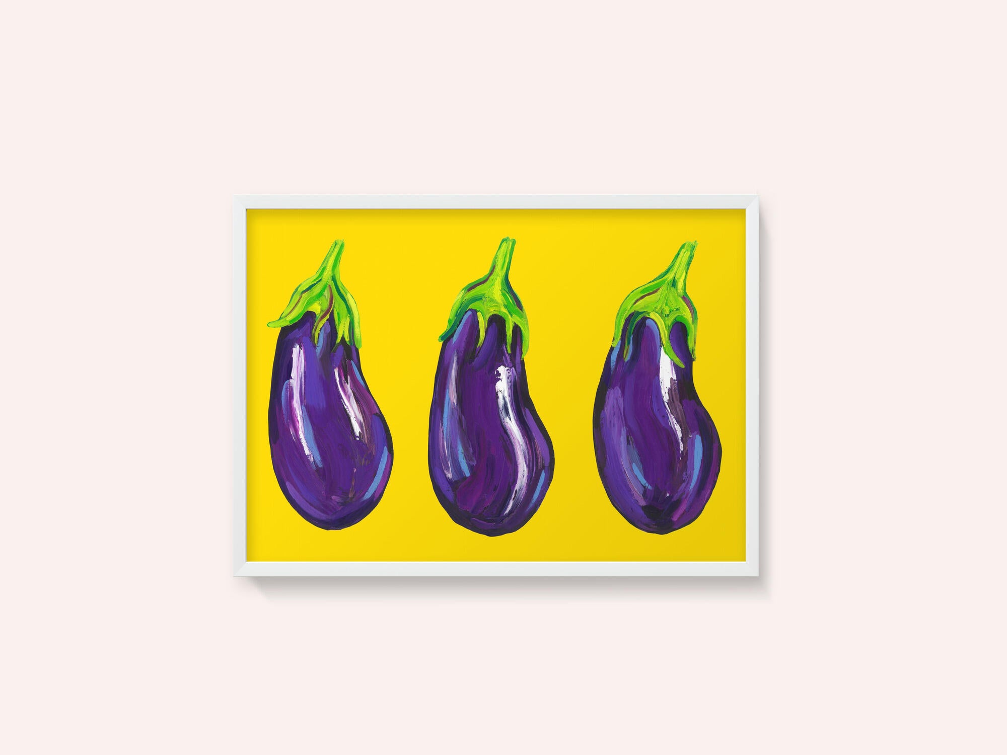 Aubergines On Yellow