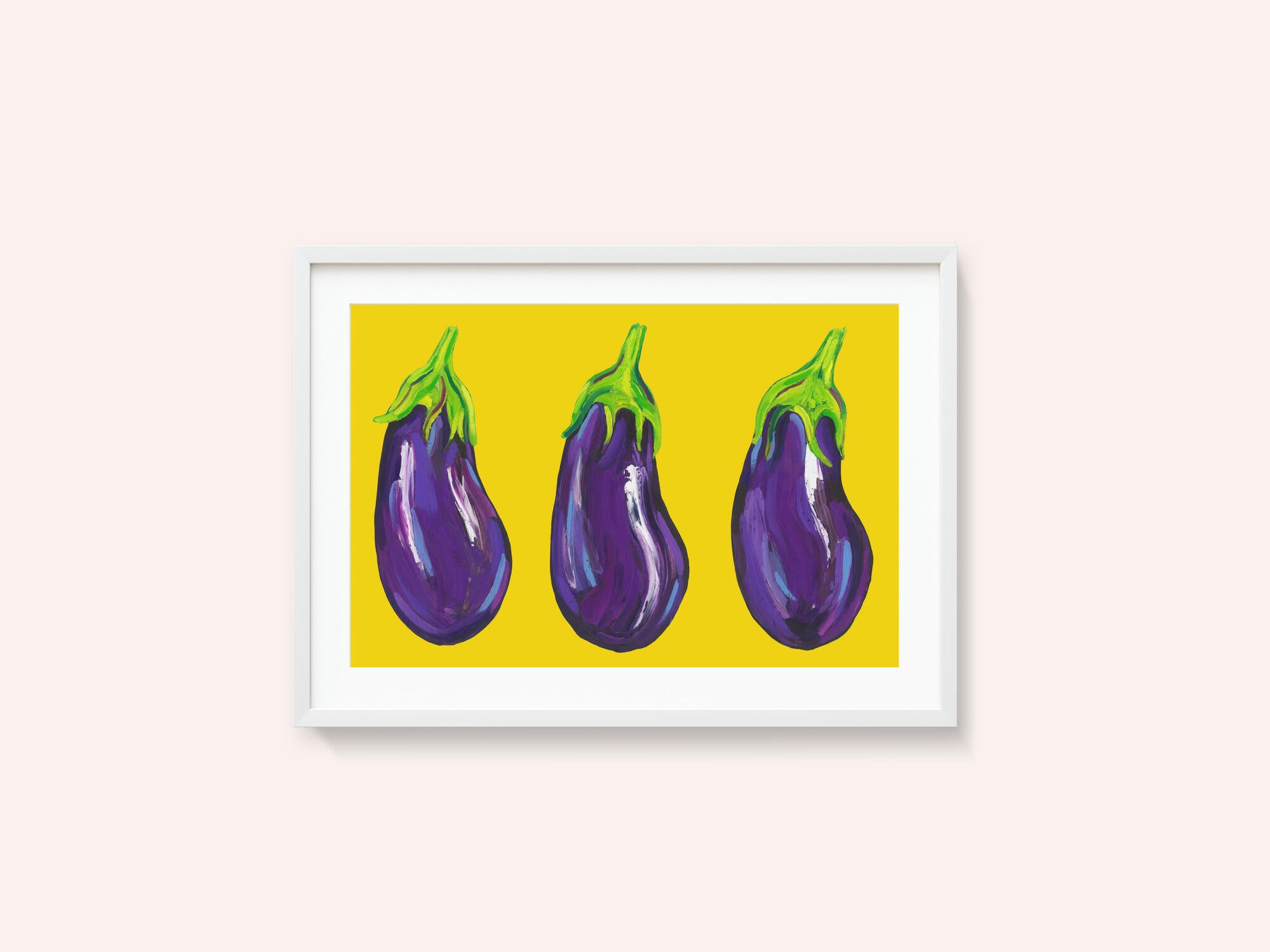 Aubergines On Yellow