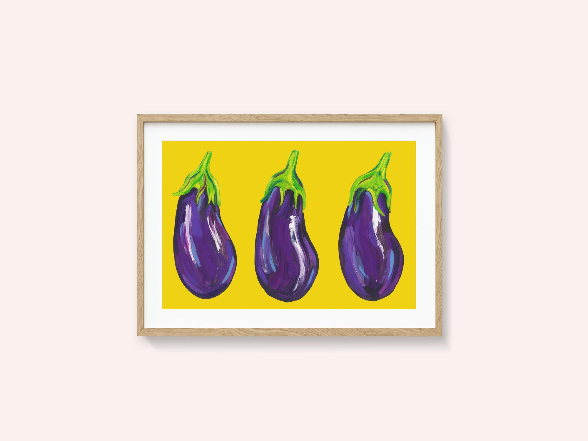 Aubergines On Yellow