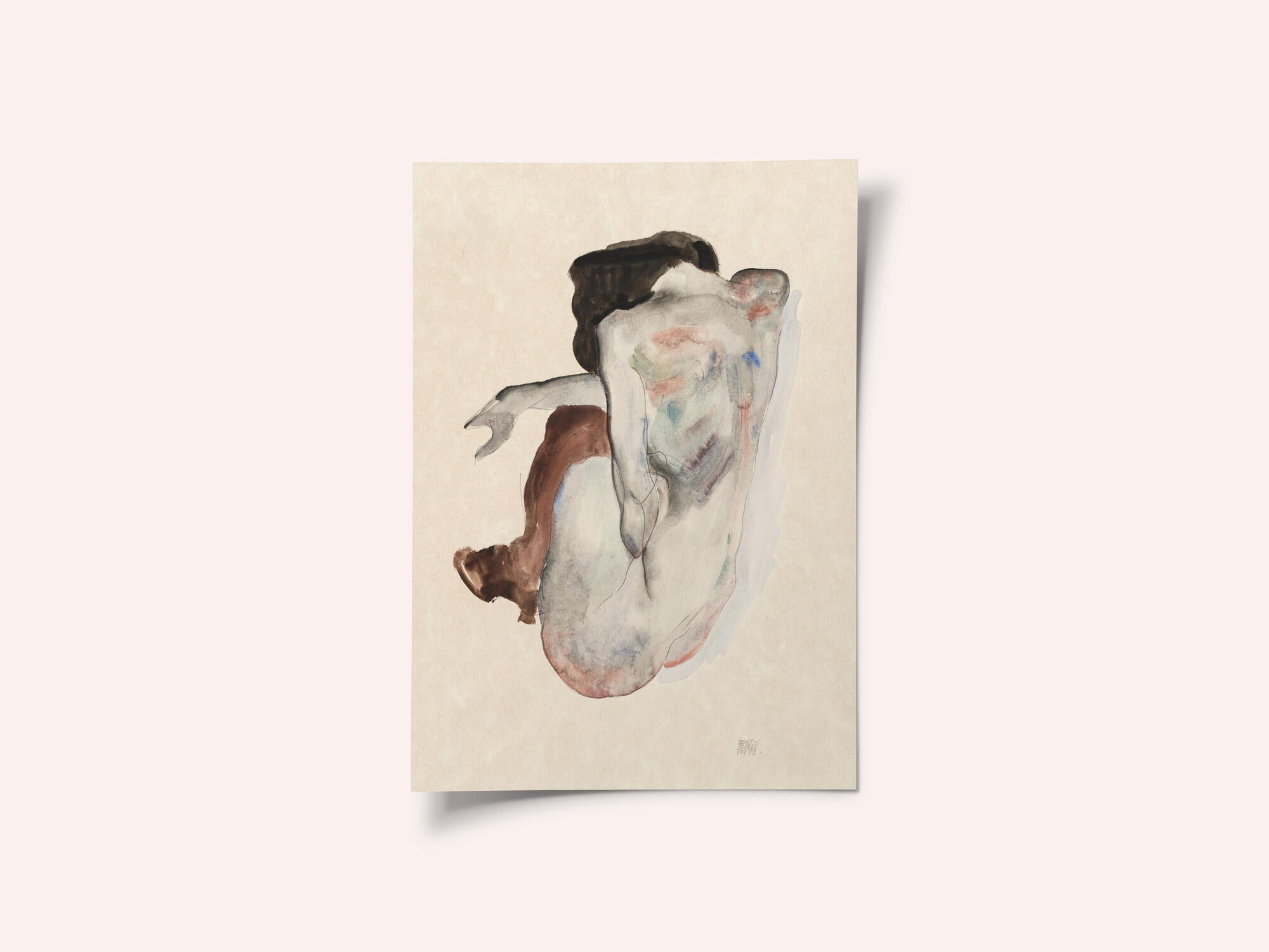 Crouching Nude In Shoes and Black Stockings 1912