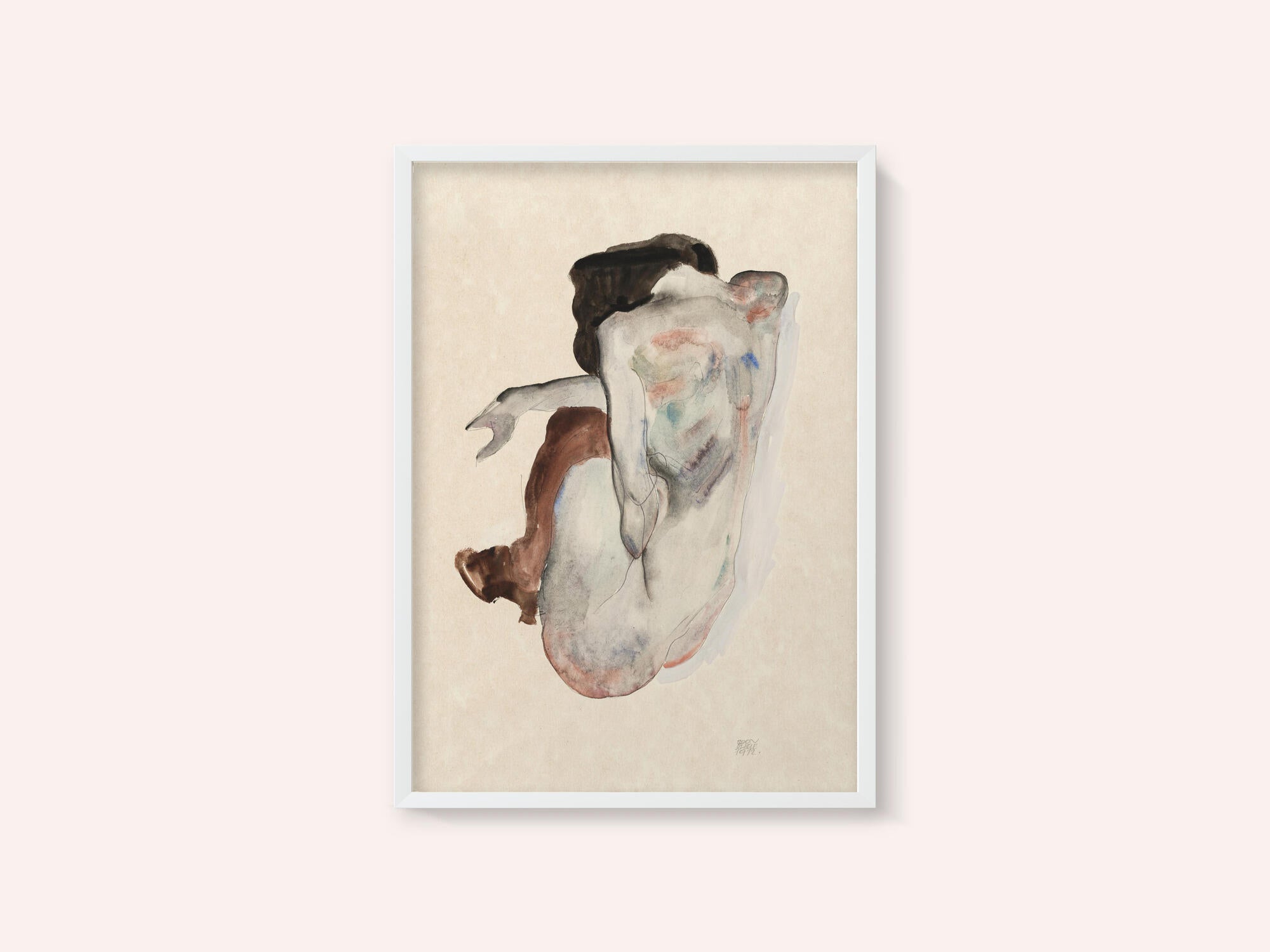 Crouching Nude In Shoes and Black Stockings 1912