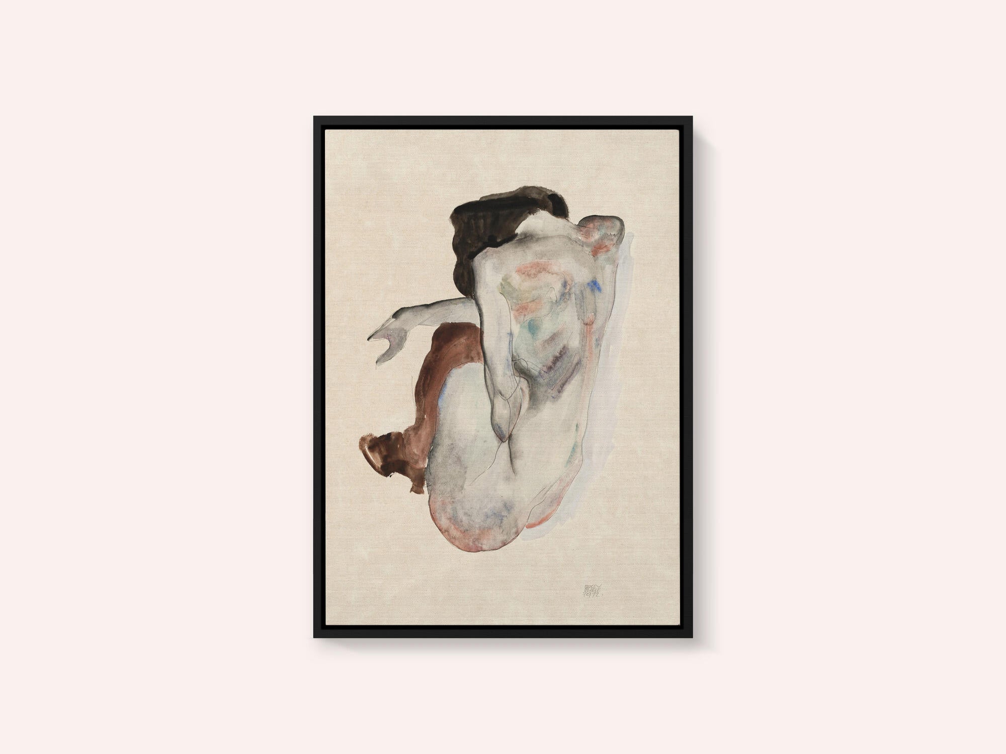 Crouching Nude In Shoes and Black Stockings 1912