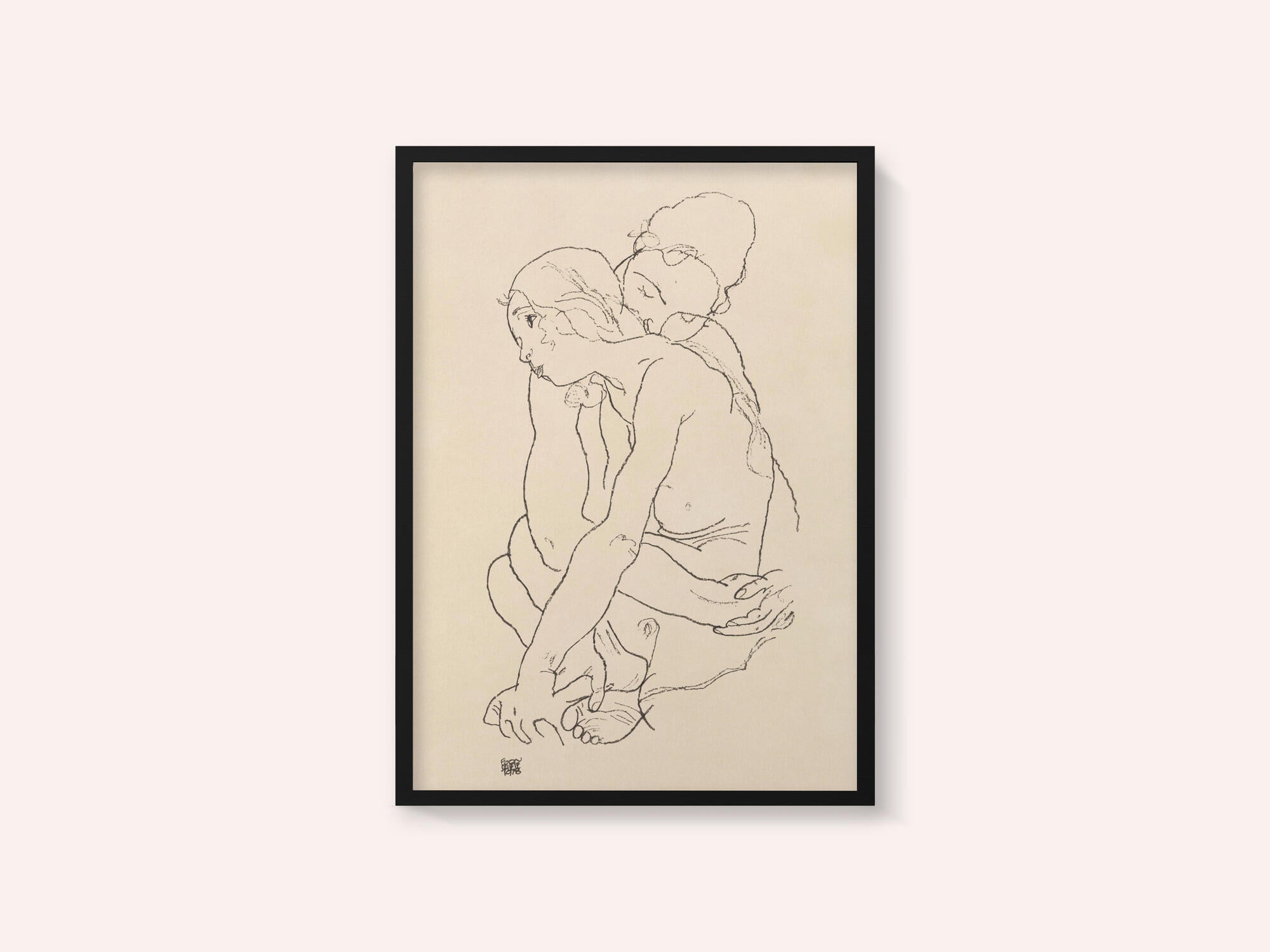 Woman and Girl Embracing 1918