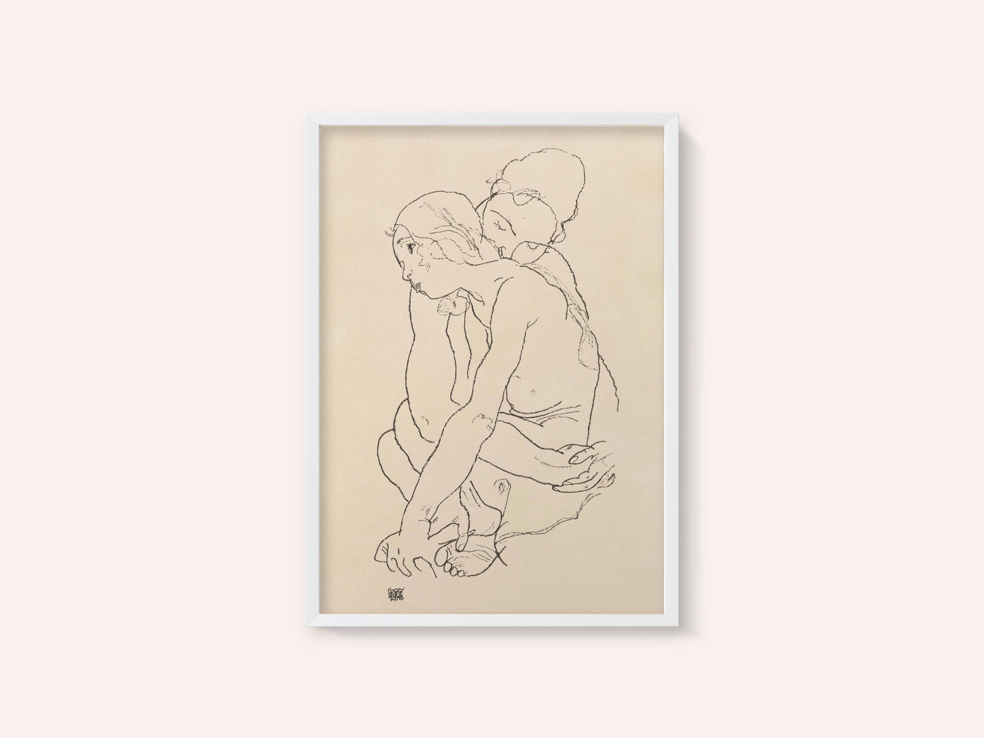 Woman and Girl Embracing 1918