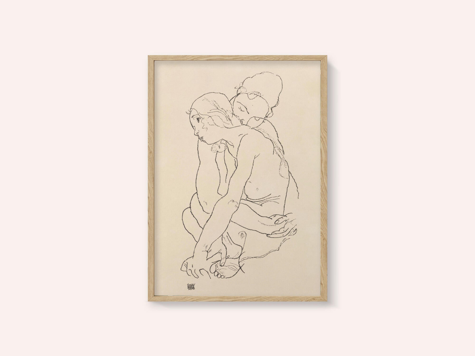 Woman and Girl Embracing 1918