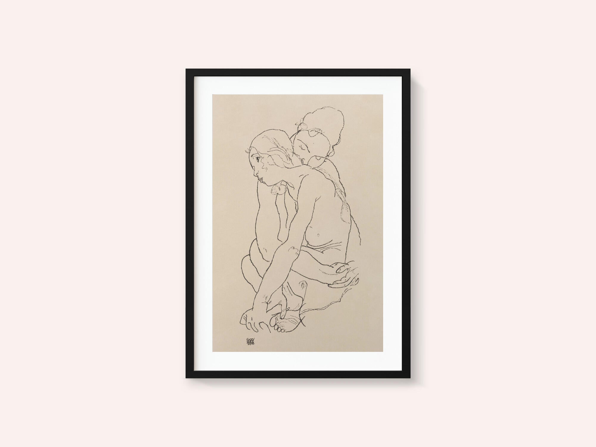 Woman and Girl Embracing 1918