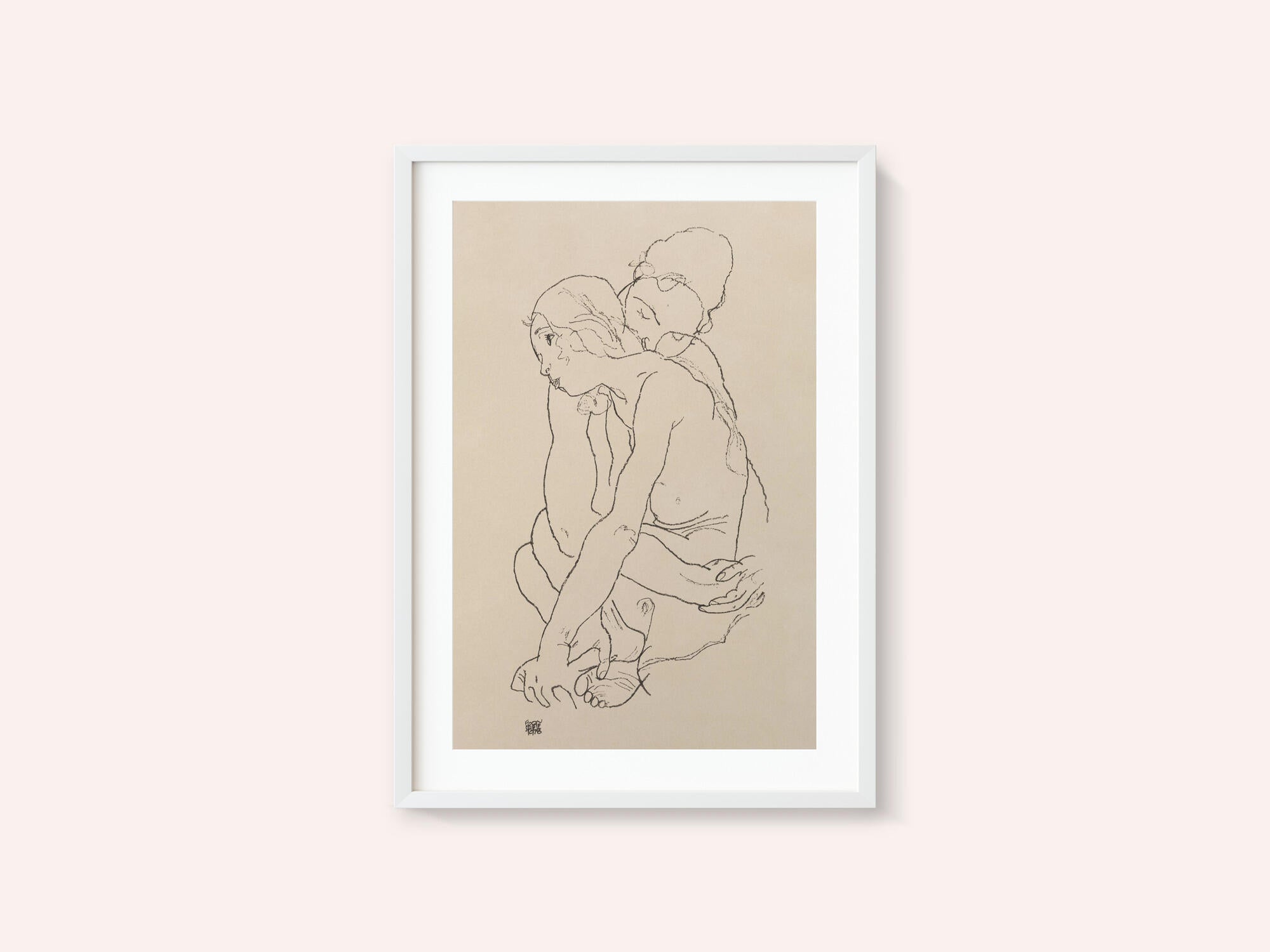 Woman and Girl Embracing 1918