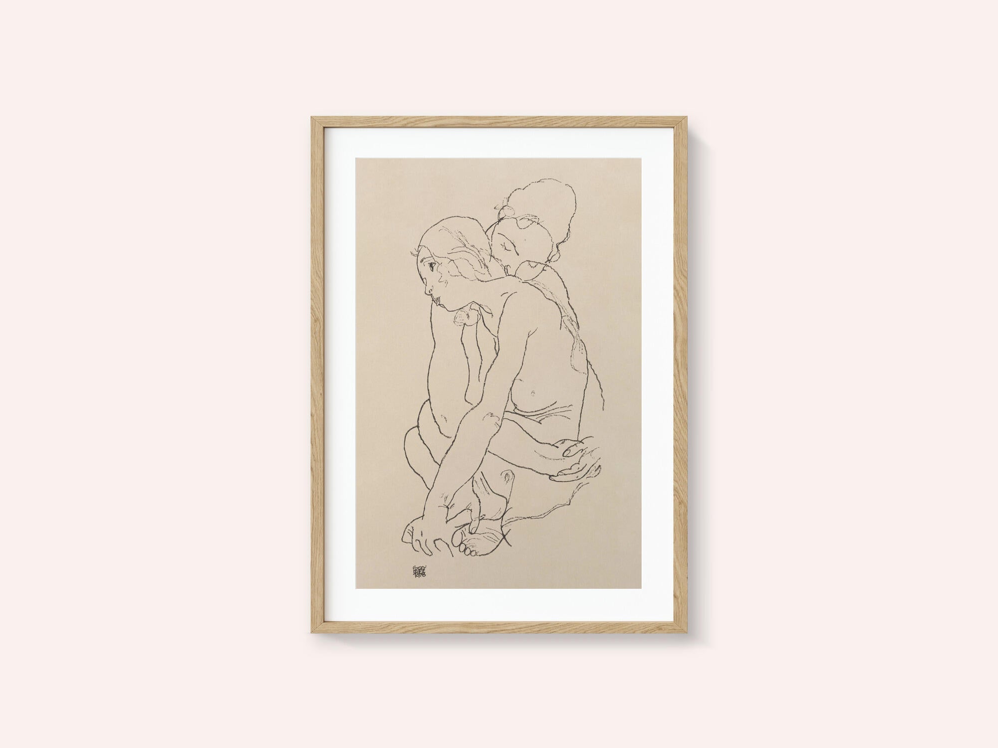 Woman and Girl Embracing 1918