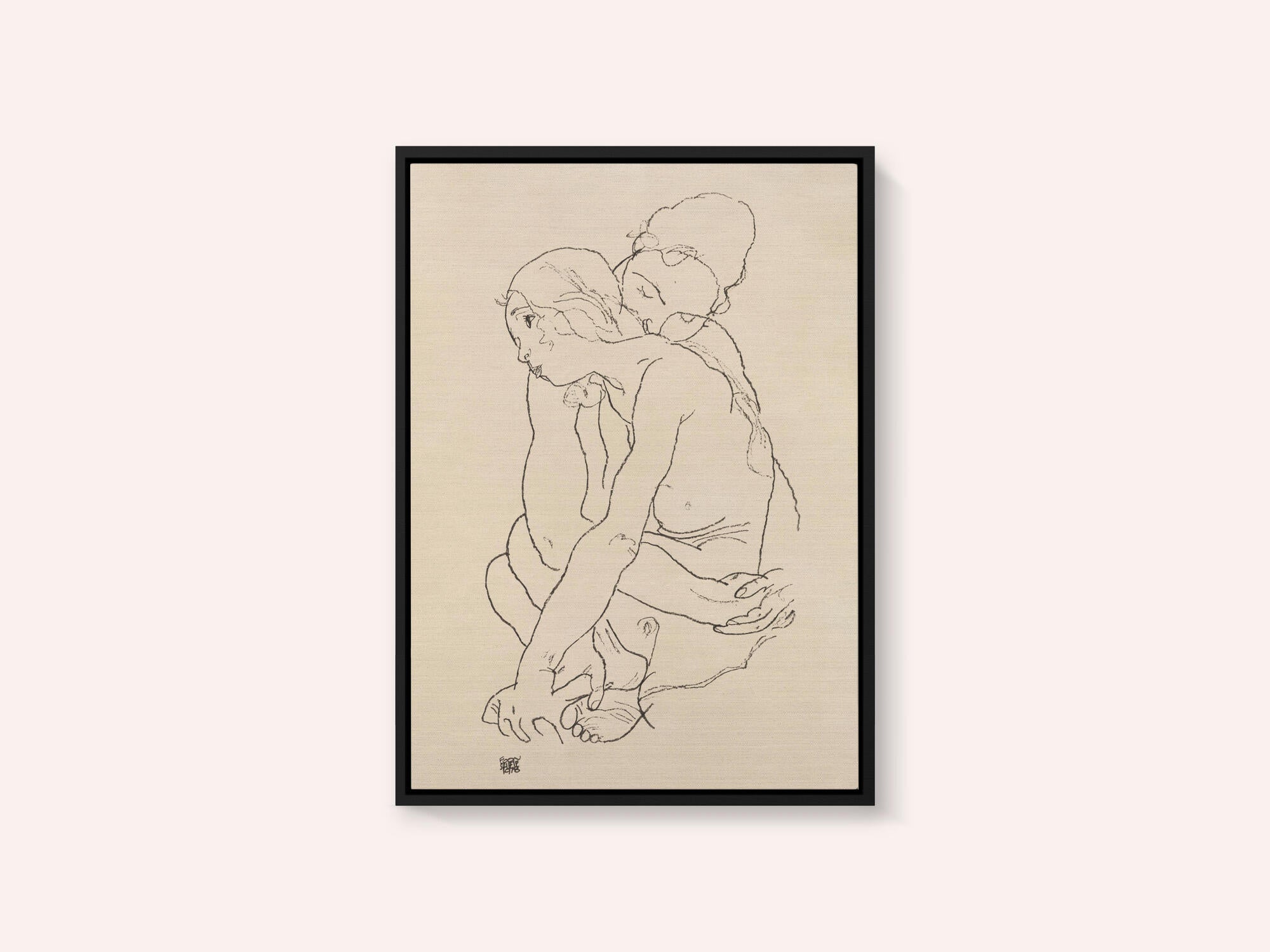 Woman and Girl Embracing 1918