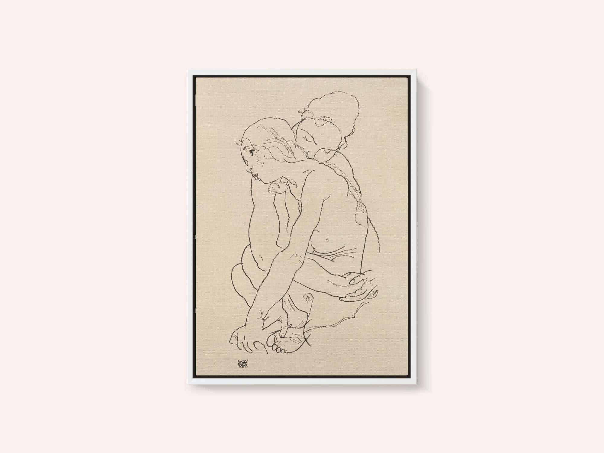 Woman and Girl Embracing 1918