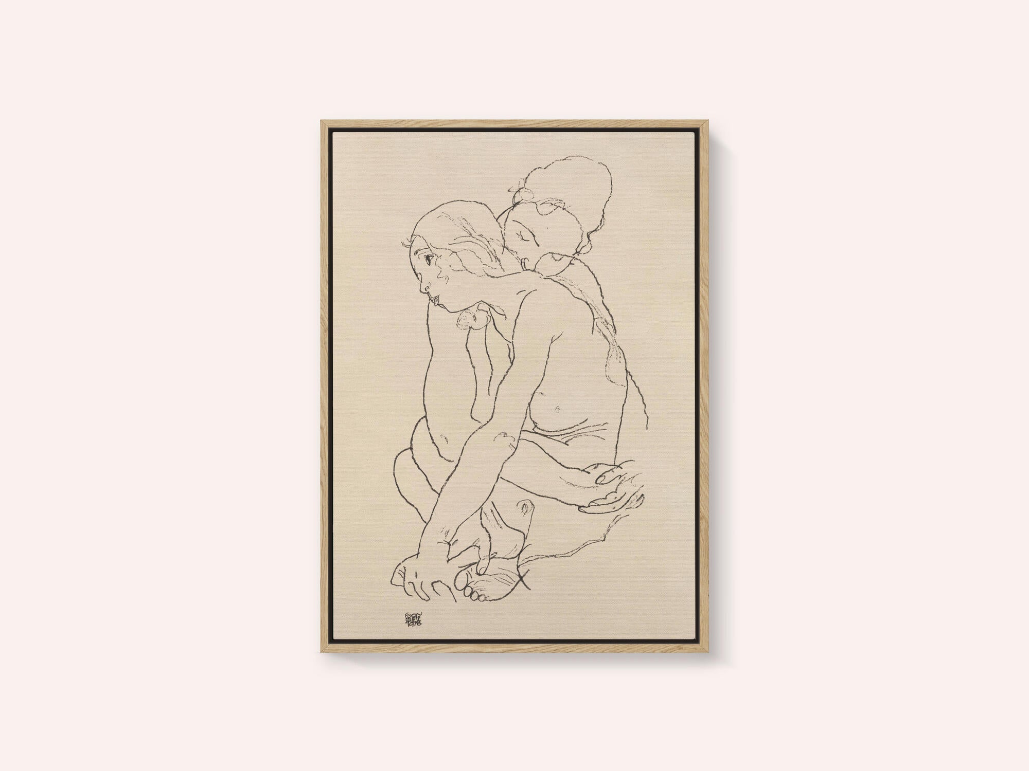 Woman and Girl Embracing 1918
