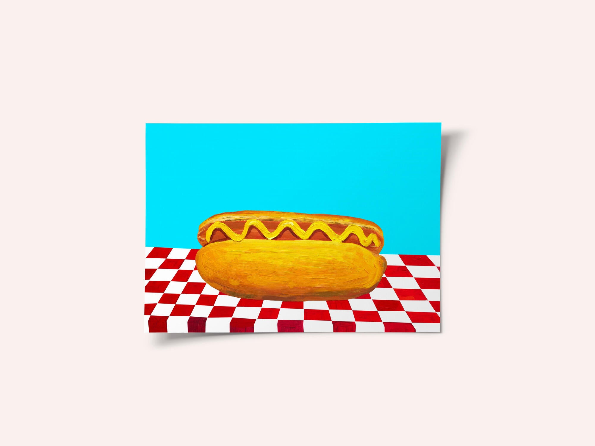 Hot Dog With Mustard Red Check Blue