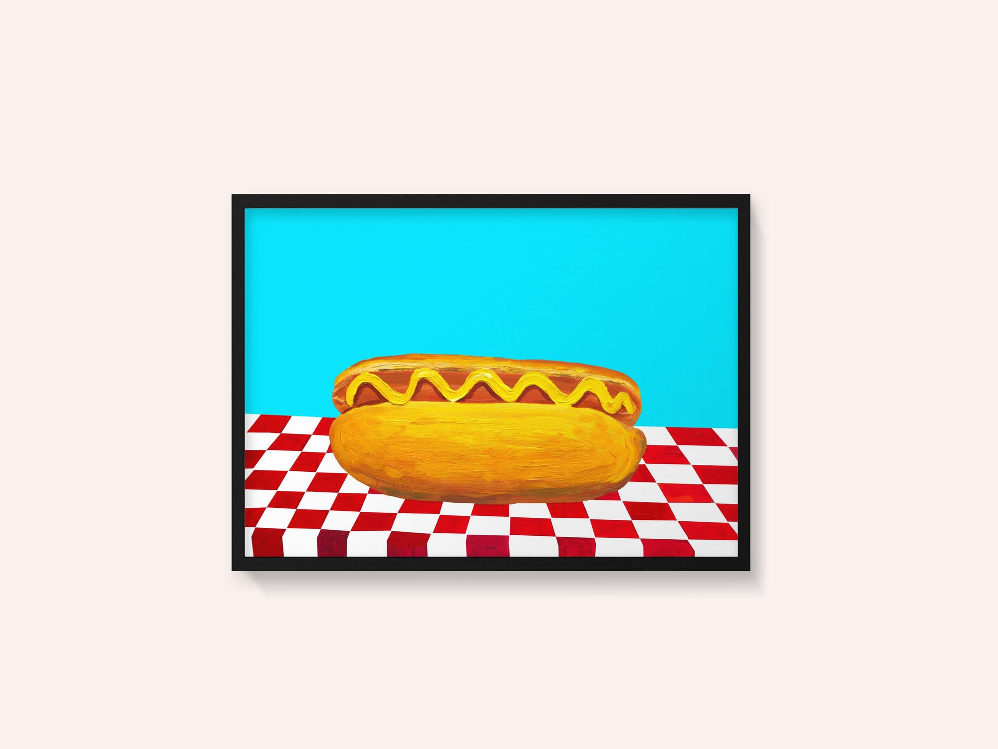 Hot Dog With Mustard Red Check Blue