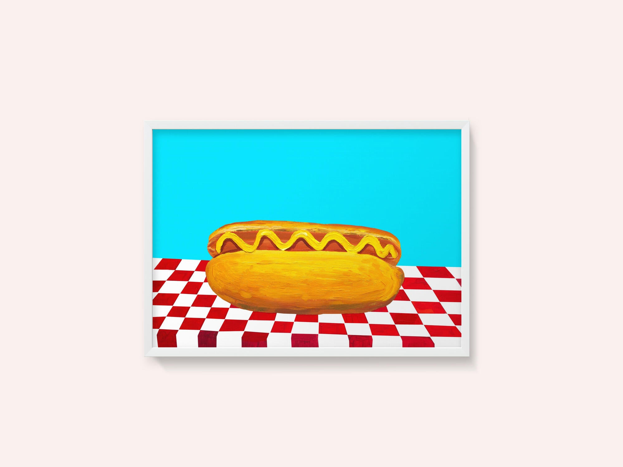Hot Dog With Mustard Red Check Blue