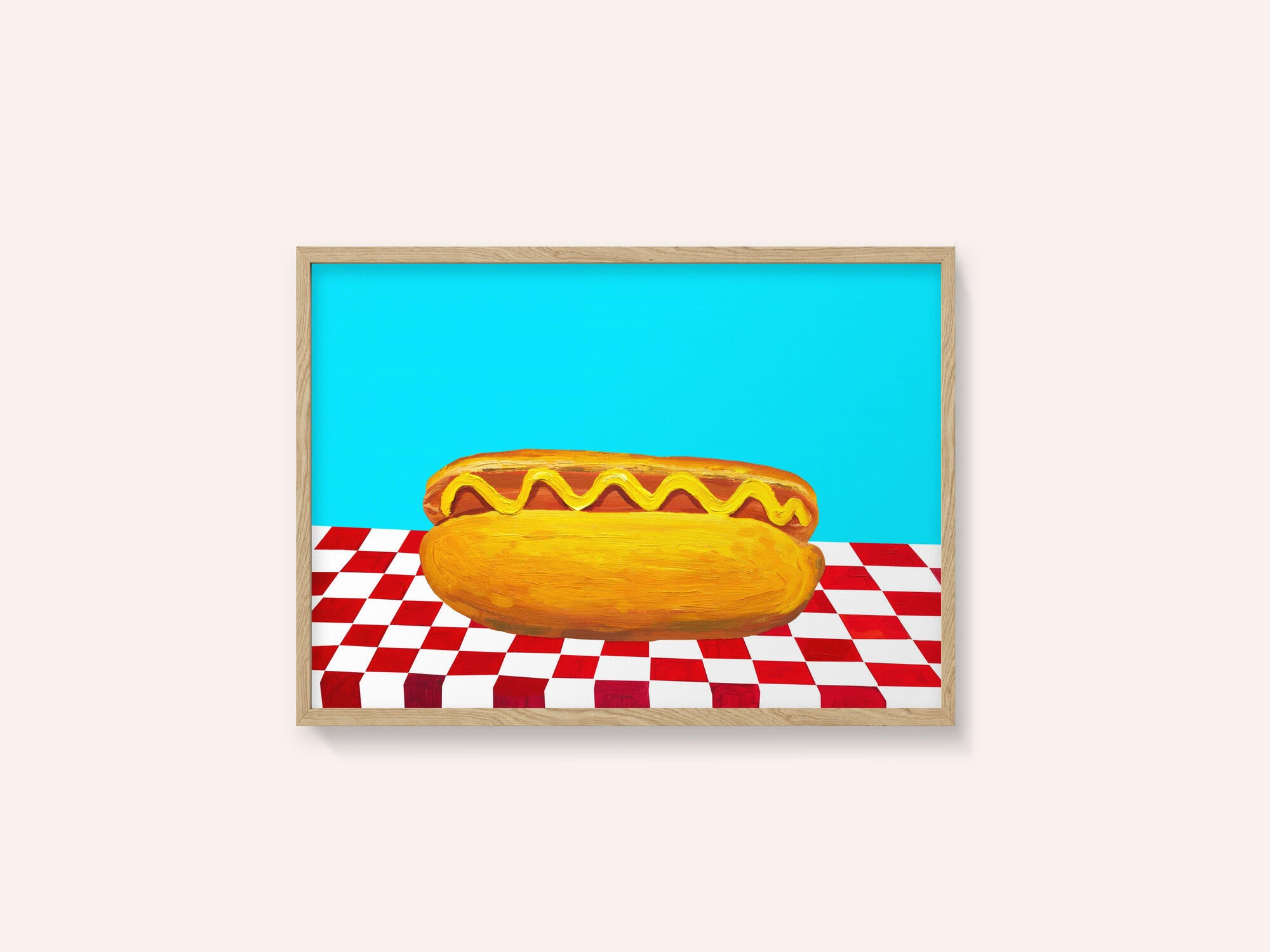 Hot Dog With Mustard Red Check Blue