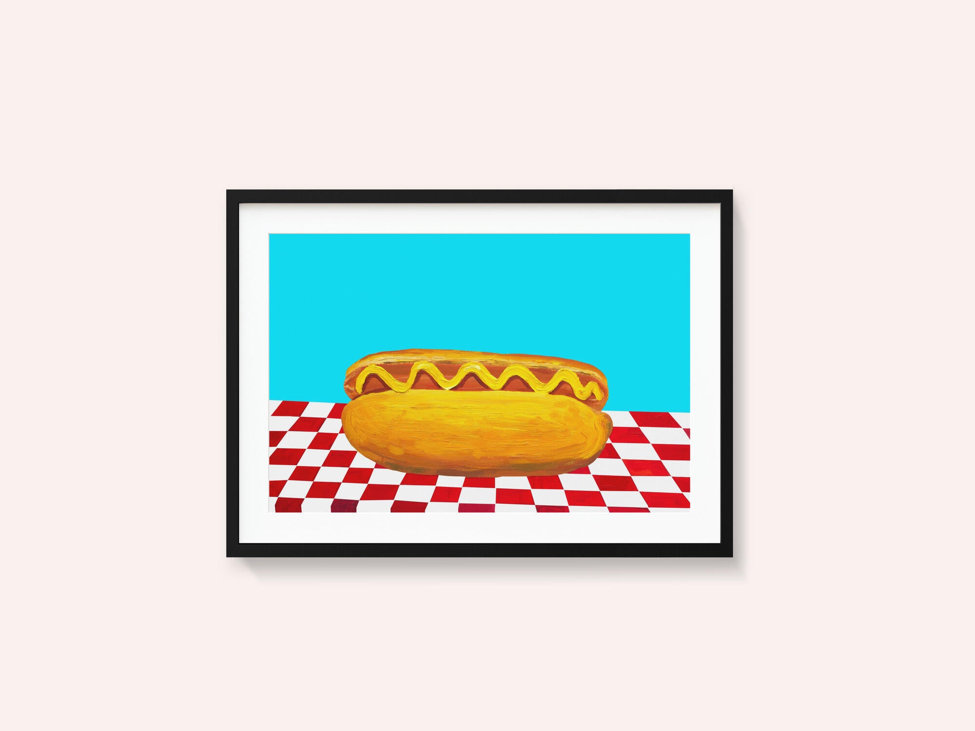 Hot Dog With Mustard Red Check Blue