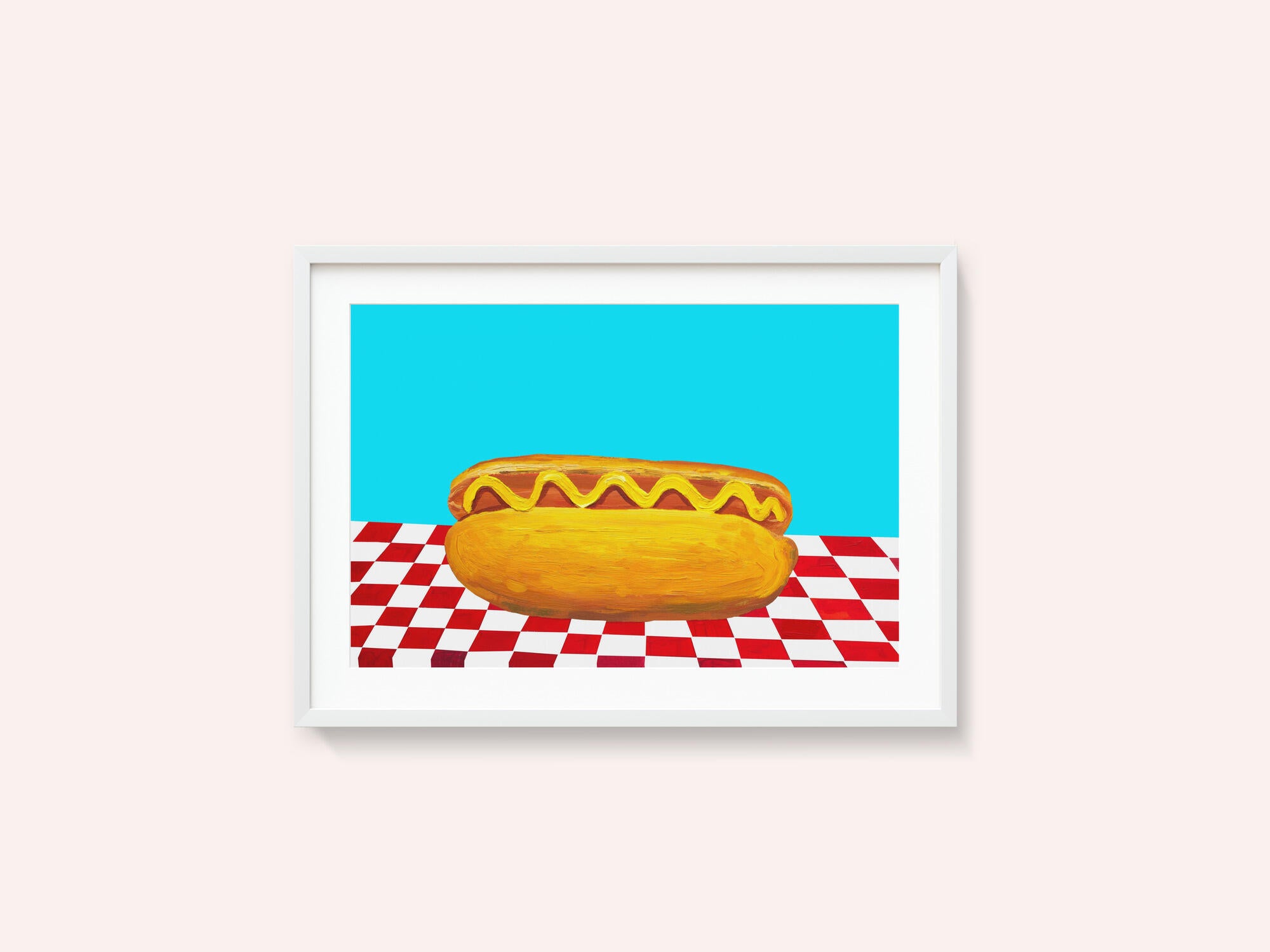 Hot Dog With Mustard Red Check Blue