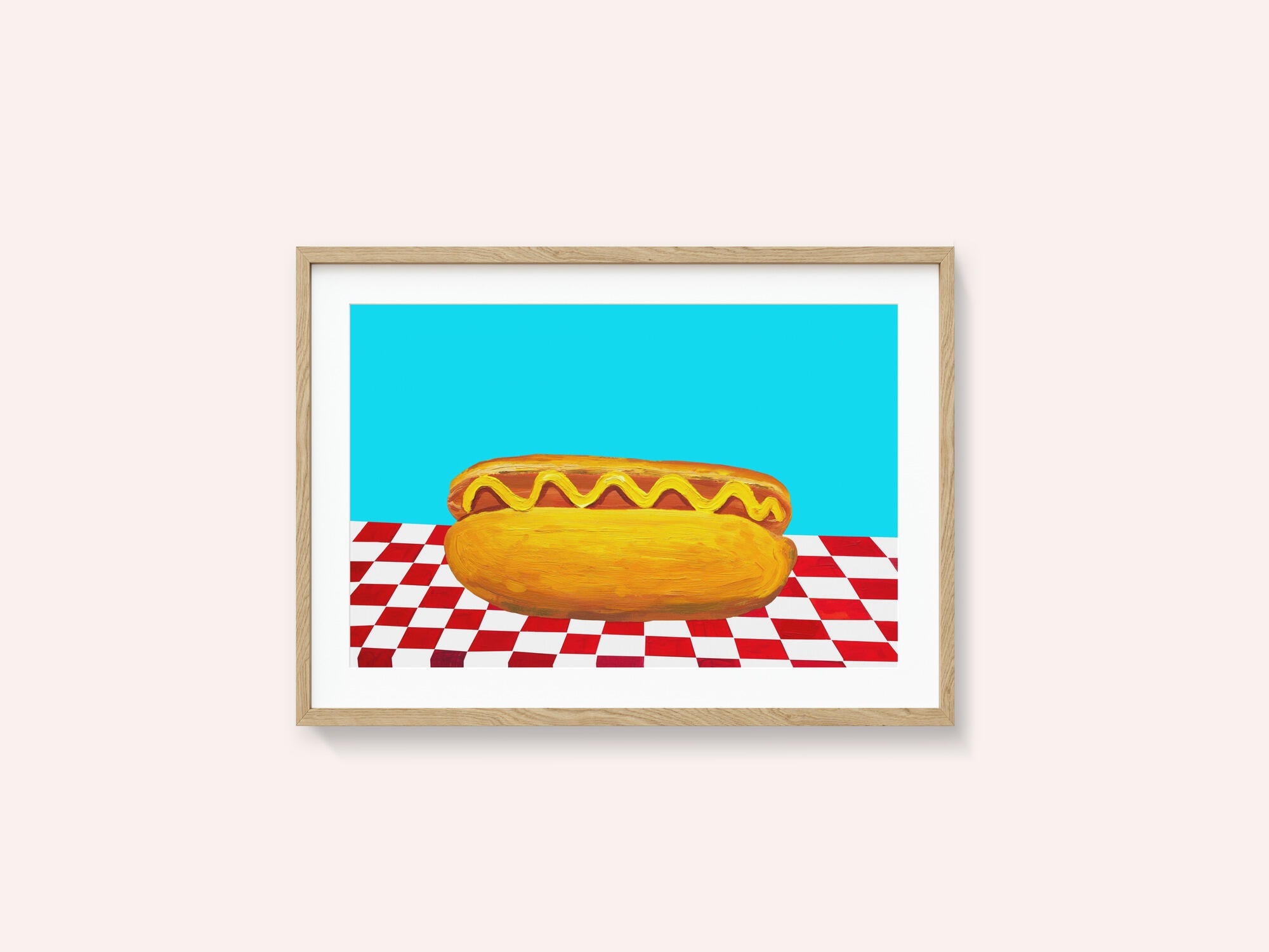 Hot Dog With Mustard Red Check Blue