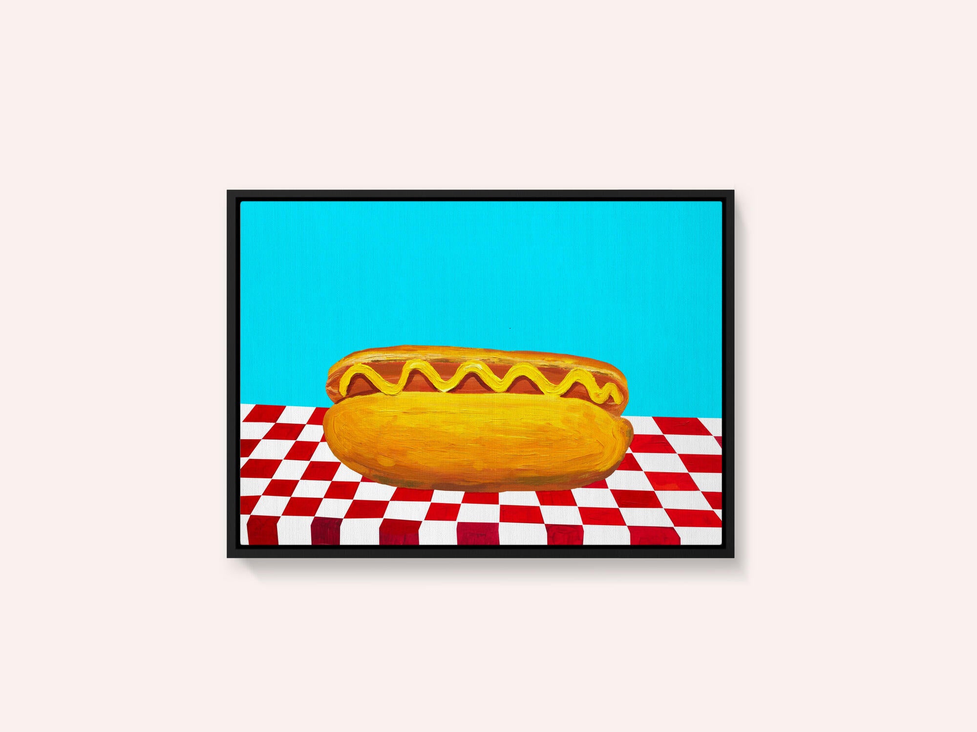 Hot Dog With Mustard Red Check Blue