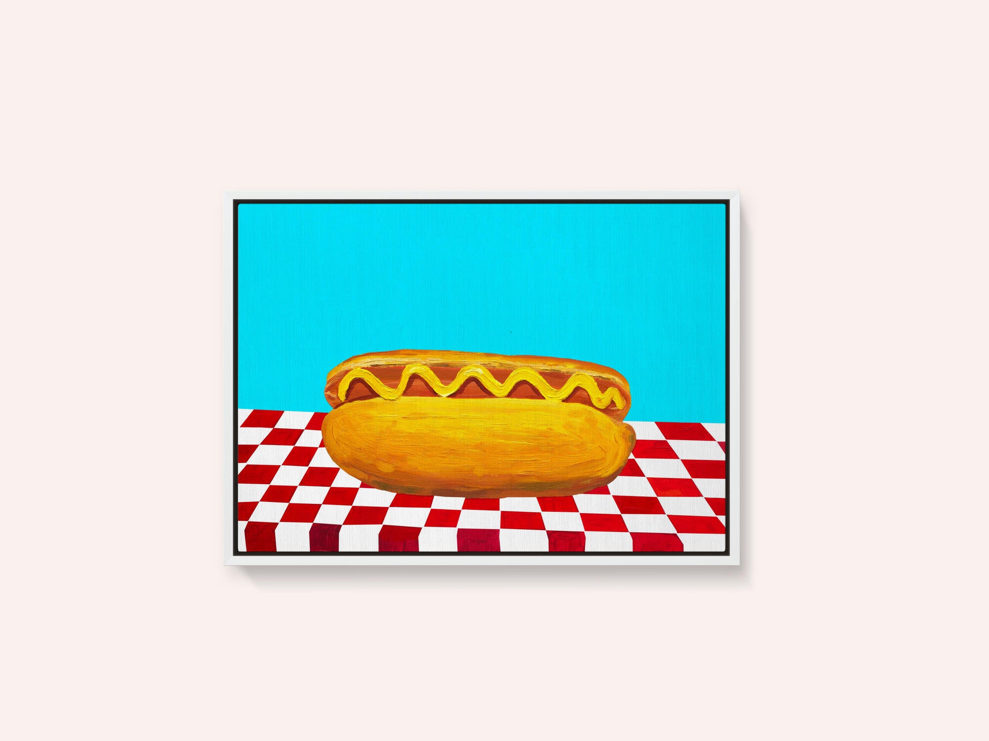 Hot Dog With Mustard Red Check Blue