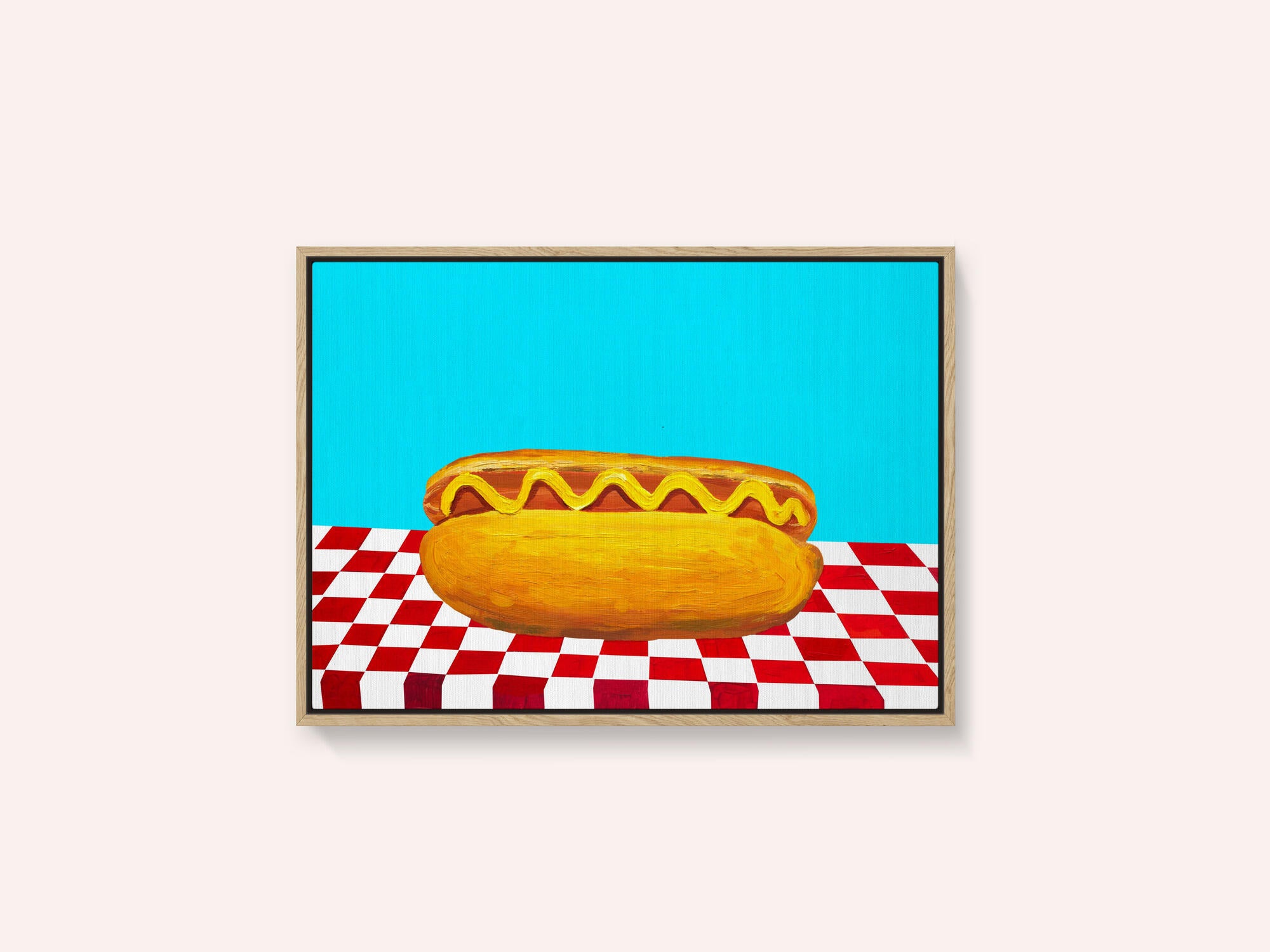 Hot Dog With Mustard Red Check Blue