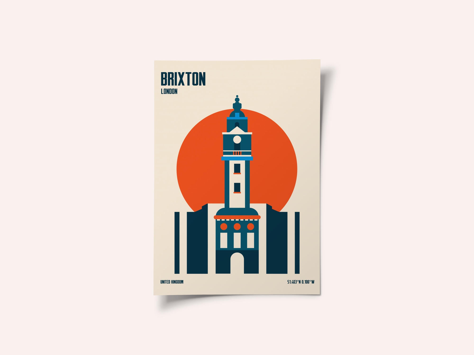 Brixton Tower Retro Travel Print