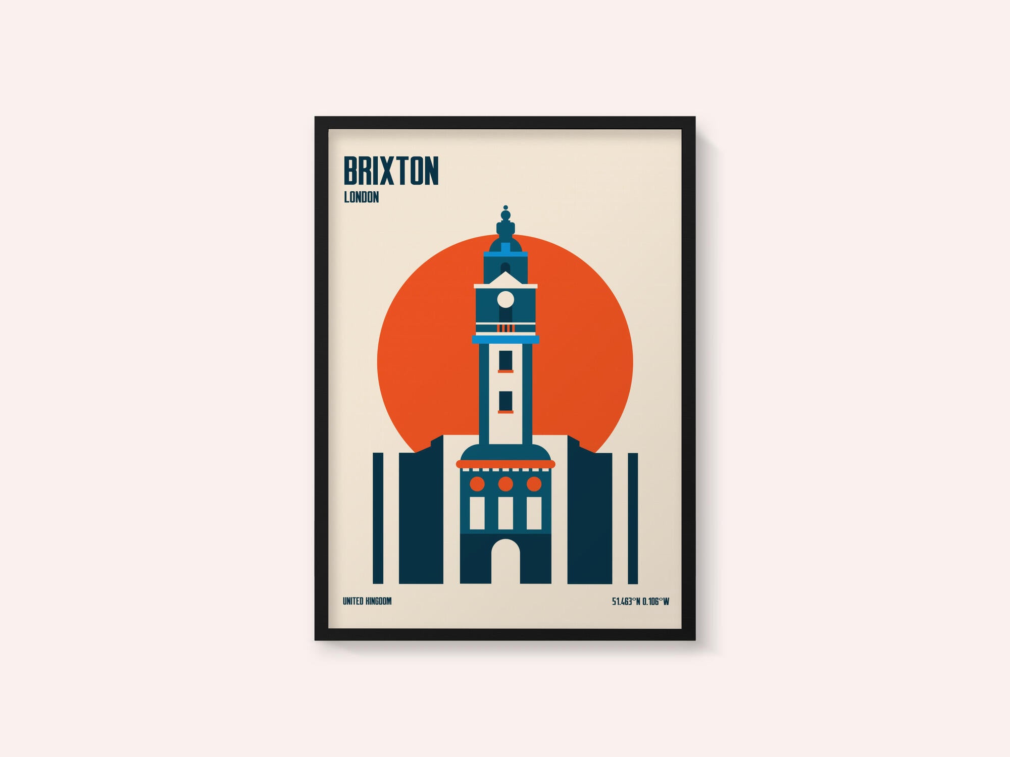 Brixton Tower Retro Travel Print