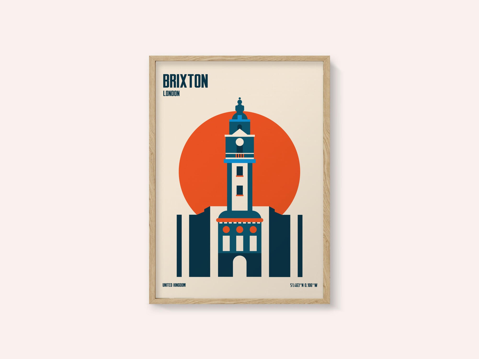Brixton Tower Retro Travel Print