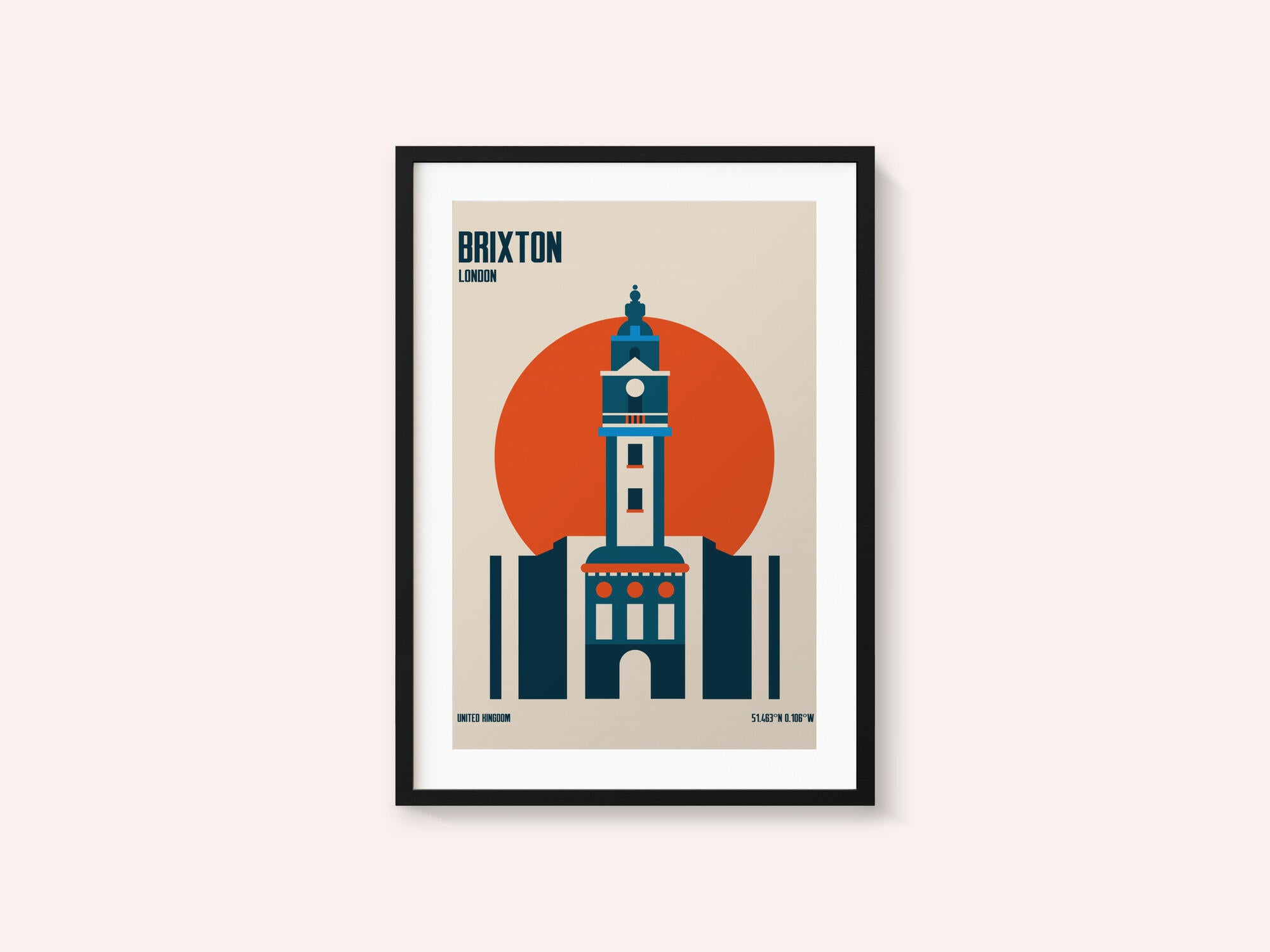 Brixton Tower Retro Travel Print