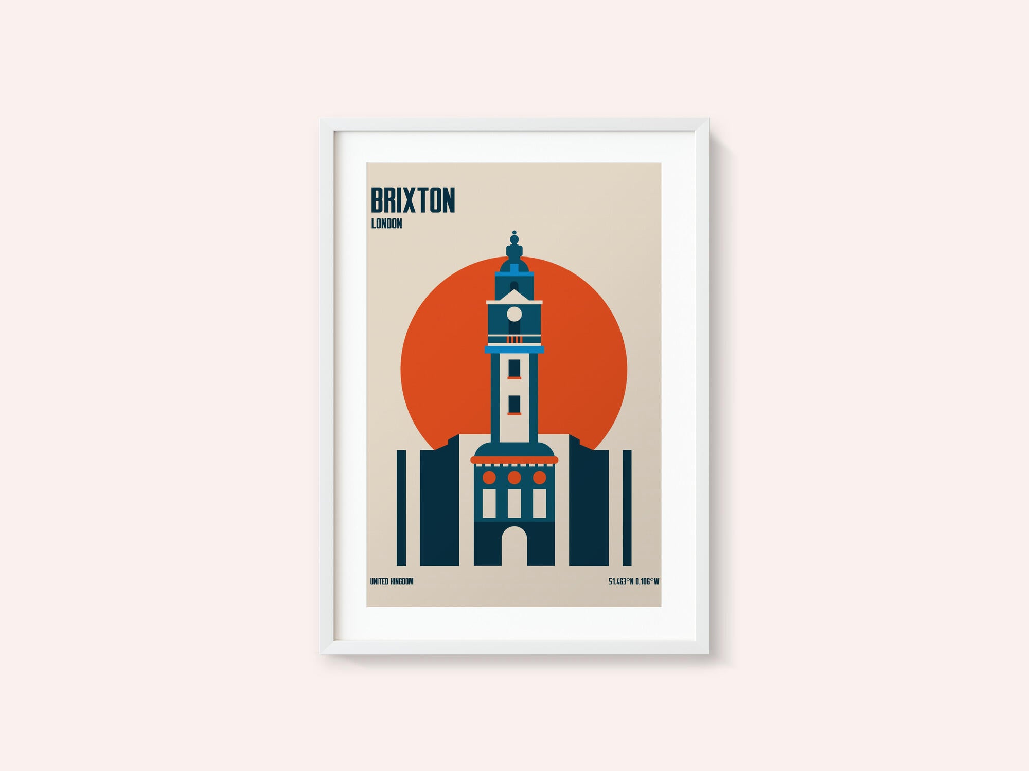 Brixton Tower Retro Travel Print