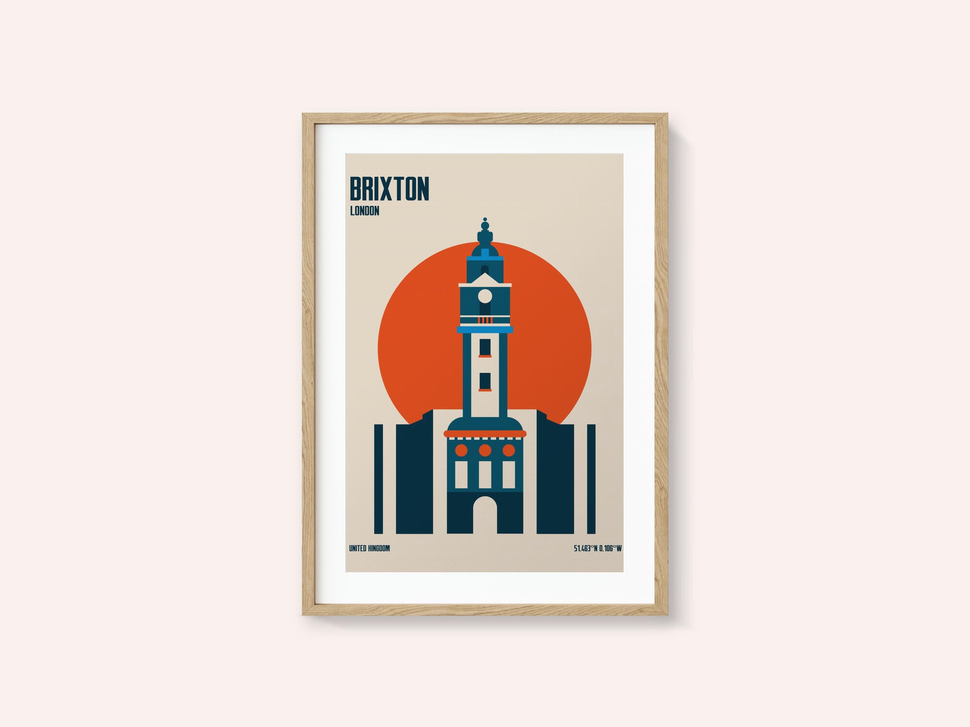 Brixton Tower Retro Travel Print