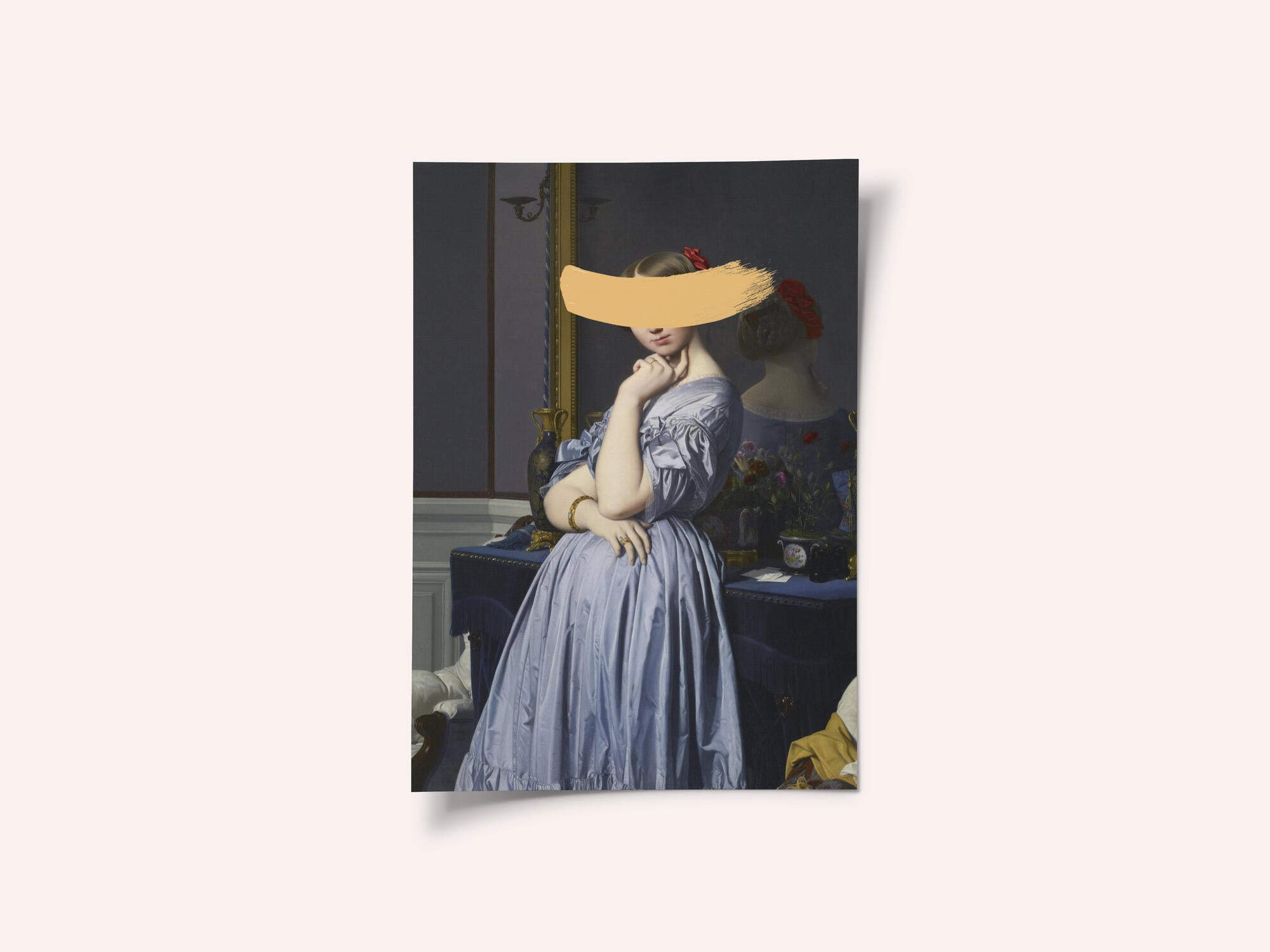 Classic Oil Painting and Yellow Splash