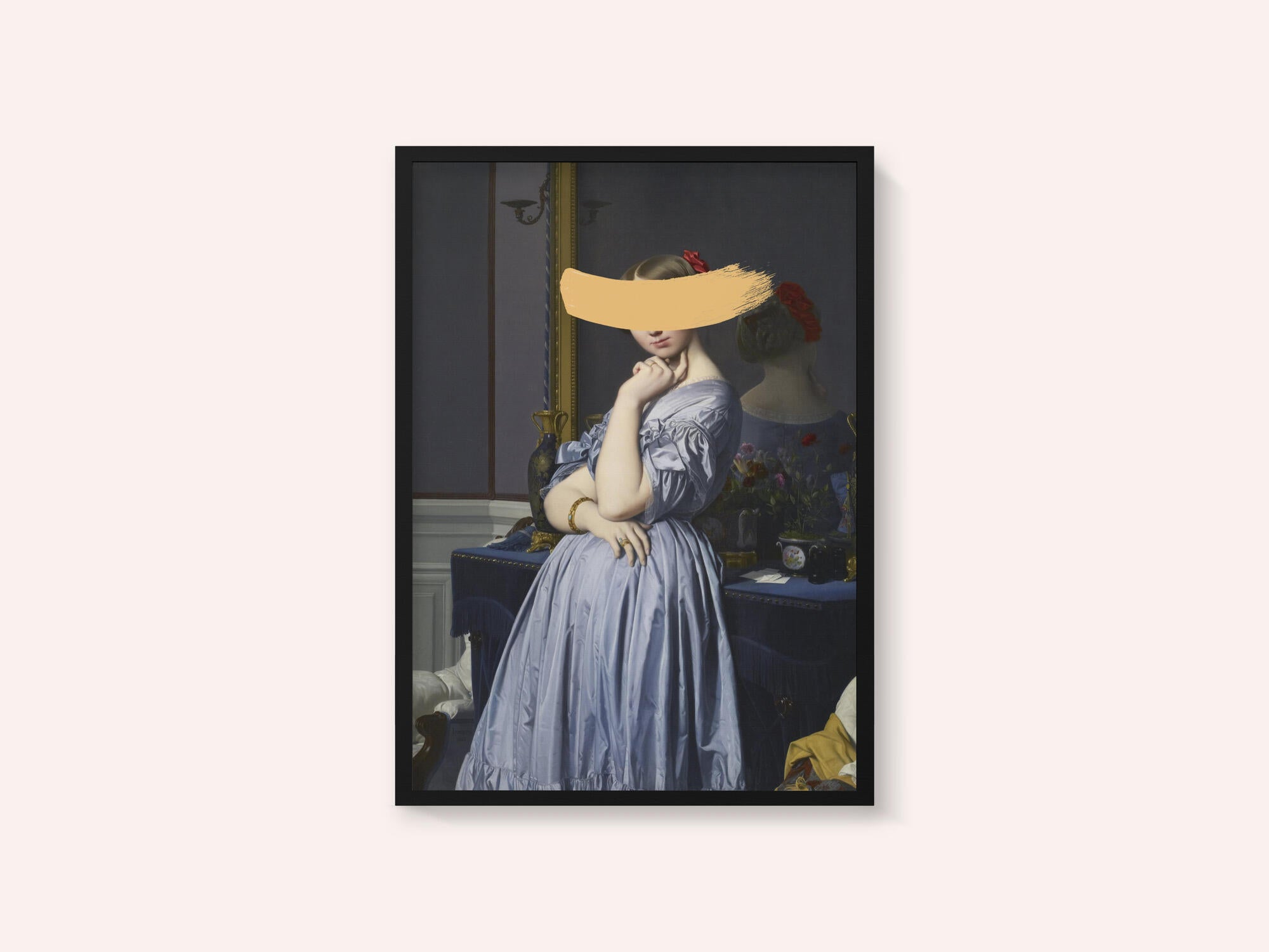 Classic Oil Painting and Yellow Splash