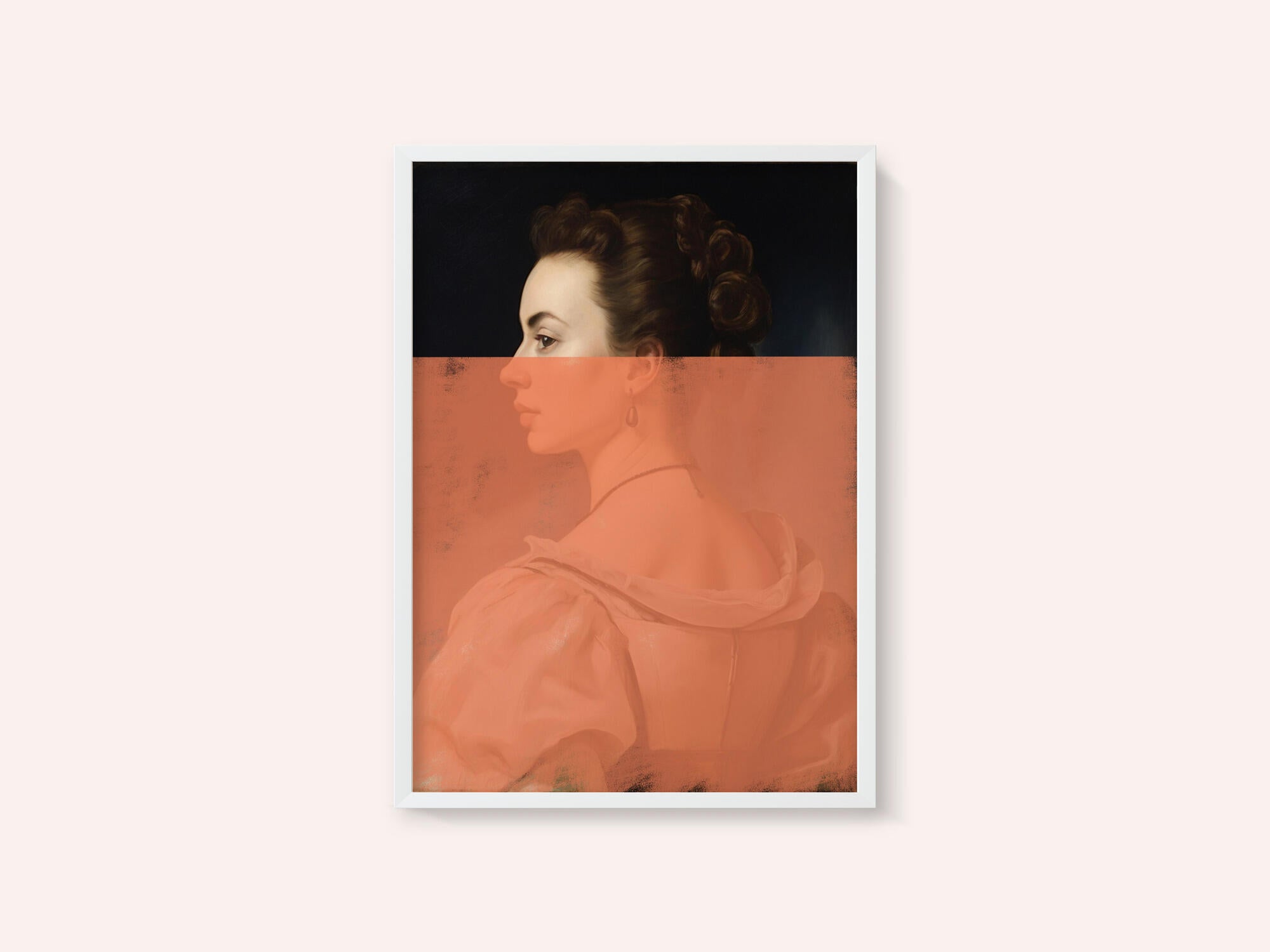 Altered Portrait of Woman Orange Modern Art