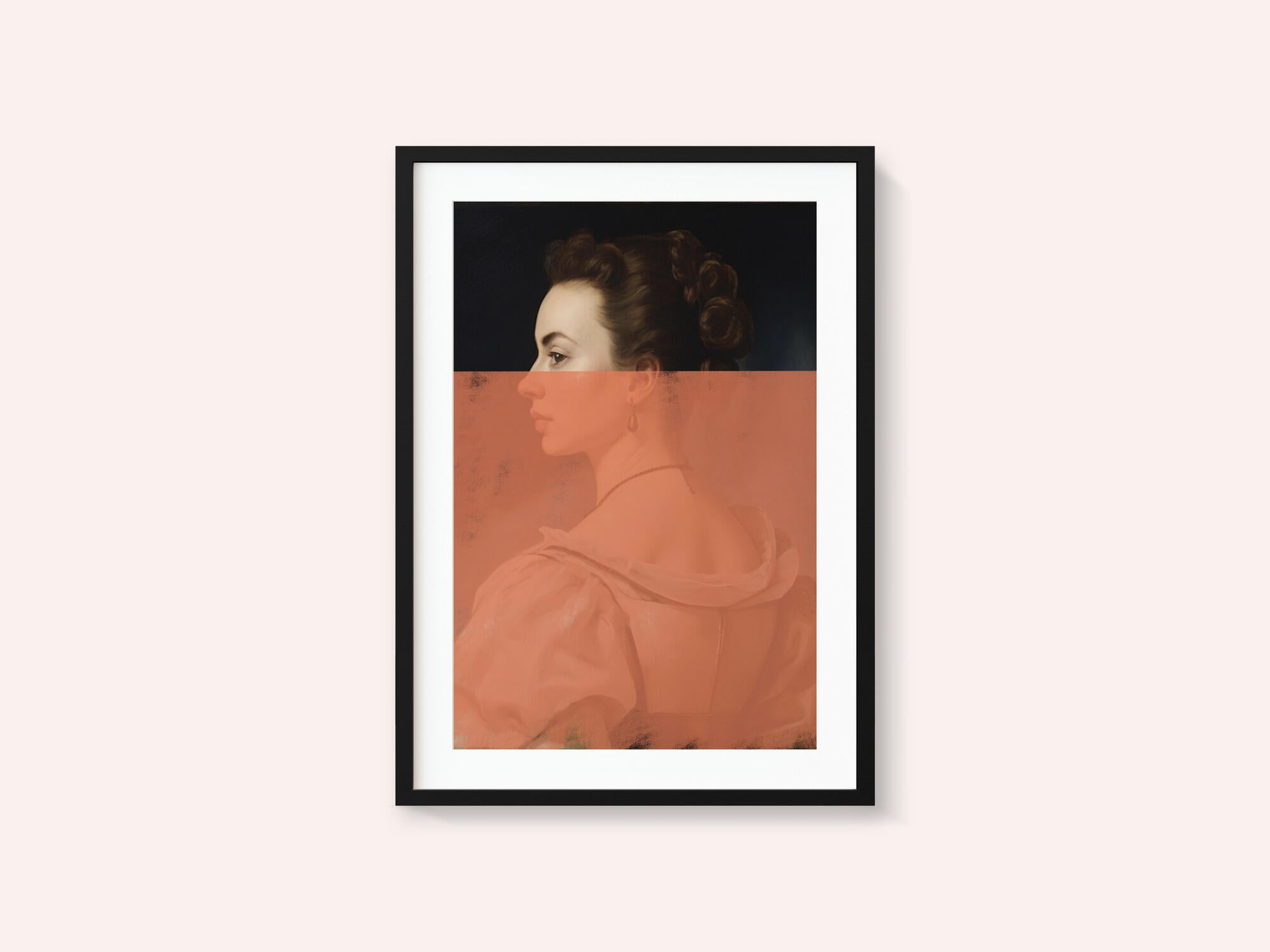 Altered Portrait of Woman Orange Modern Art