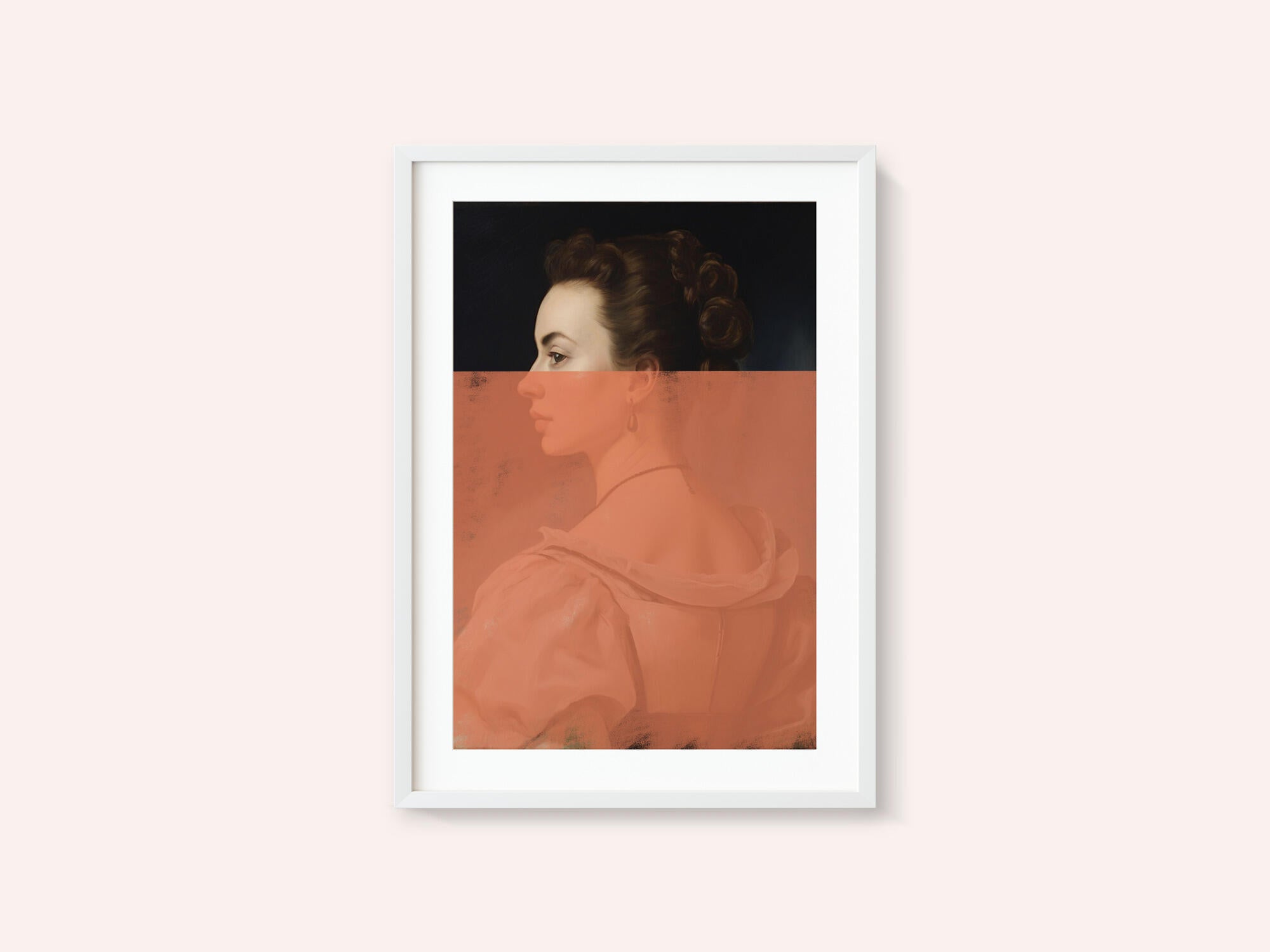 Altered Portrait of Woman Orange Modern Art