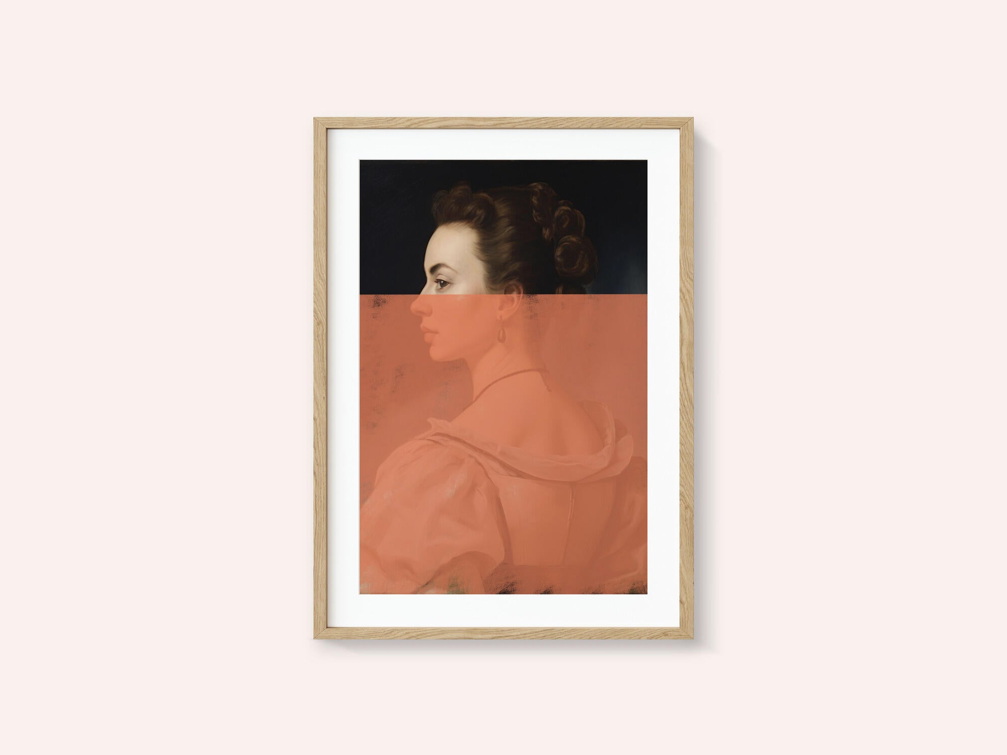 Altered Portrait of Woman Orange Modern Art