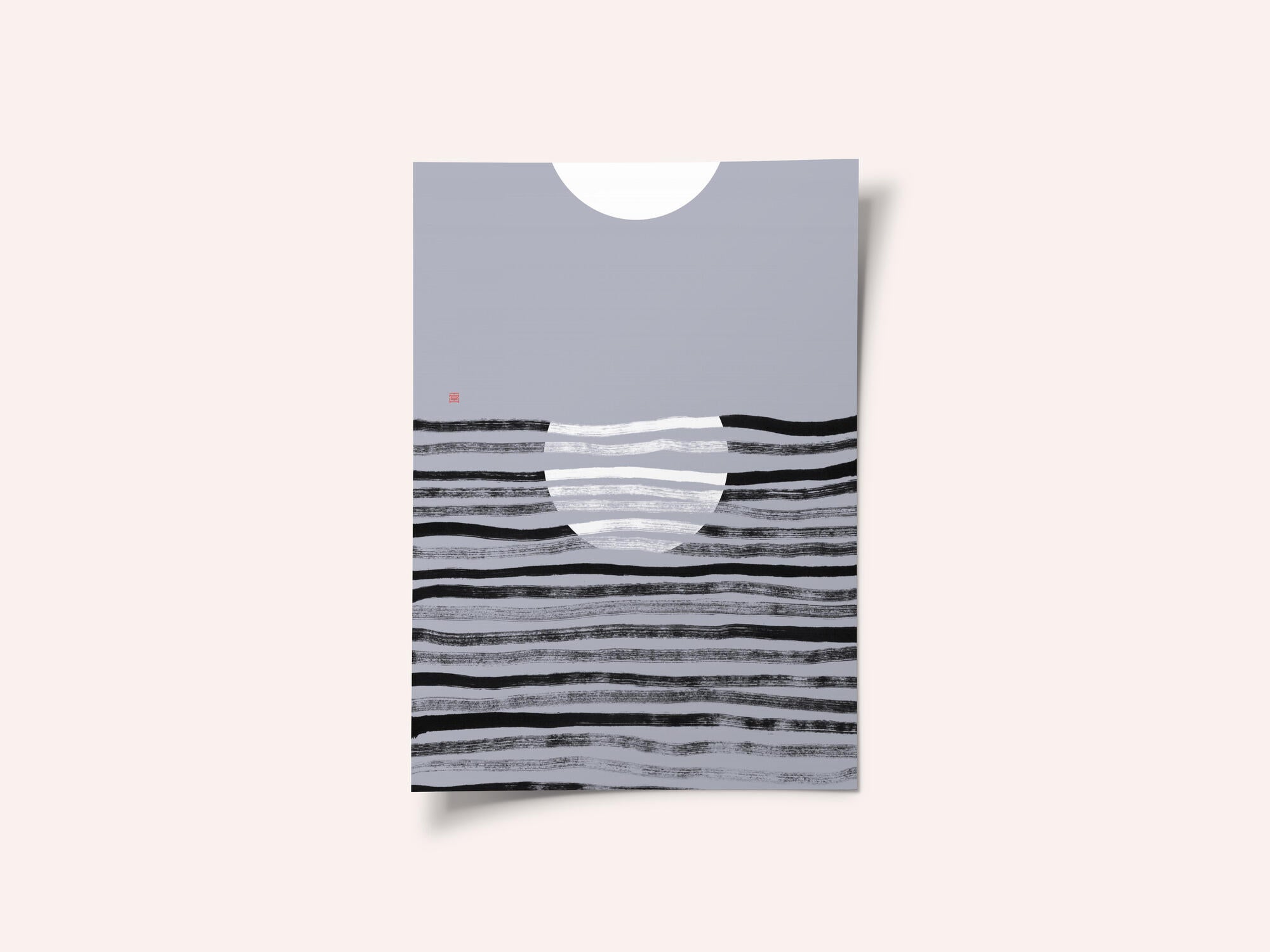 Minimalist Moon Ocean Scene