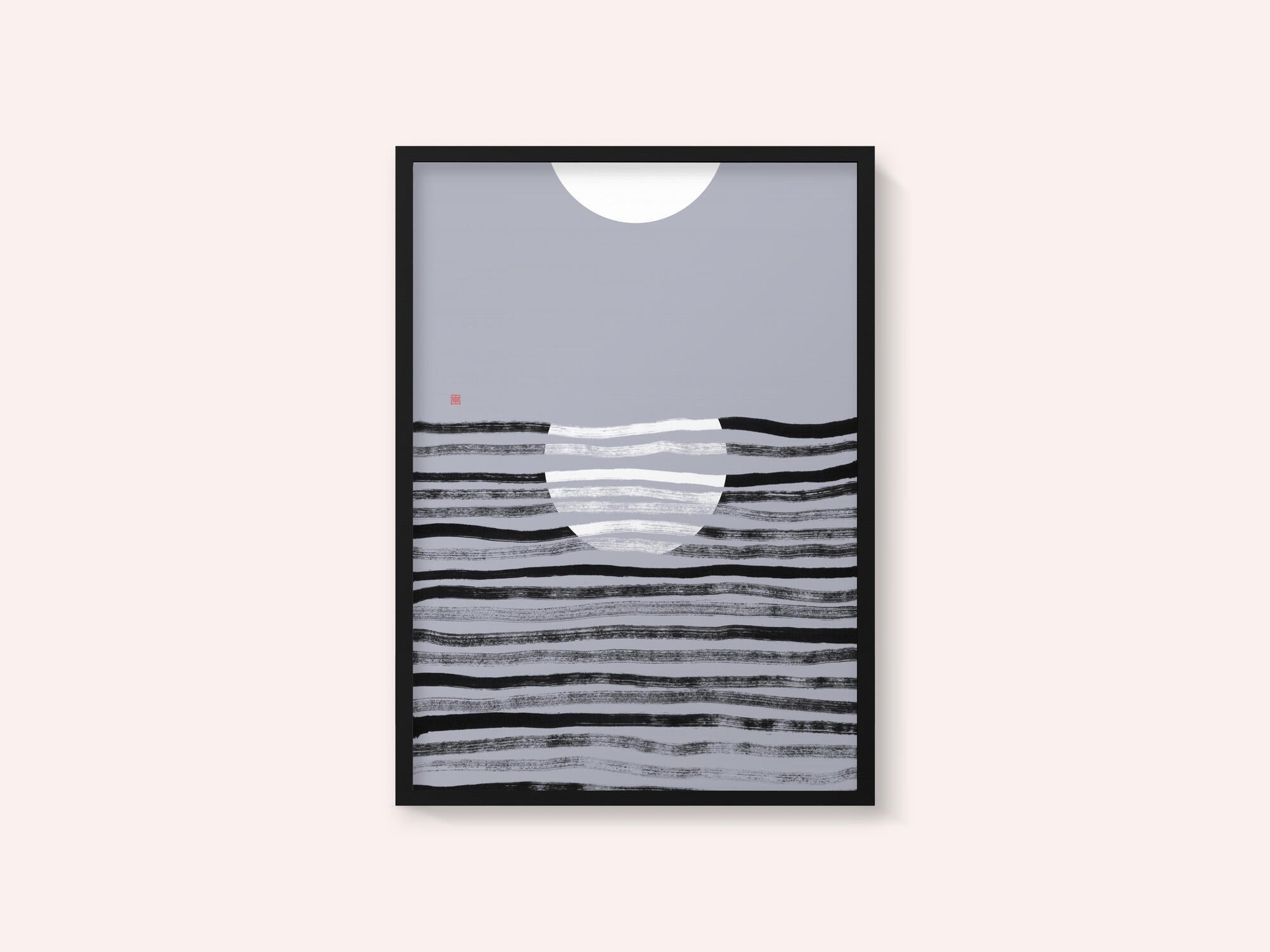 Minimalist Moon Ocean Scene