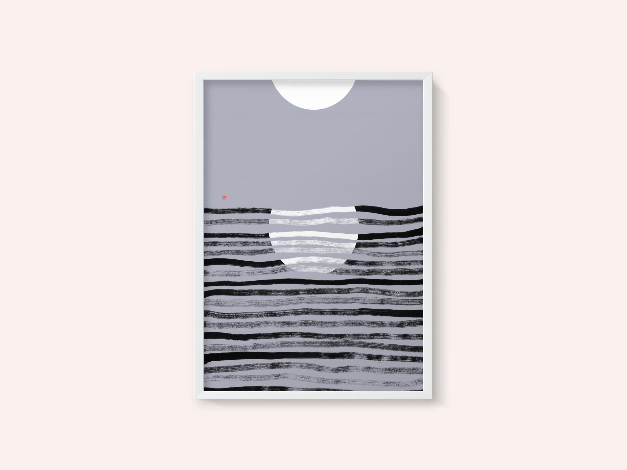 Minimalist Moon Ocean Scene