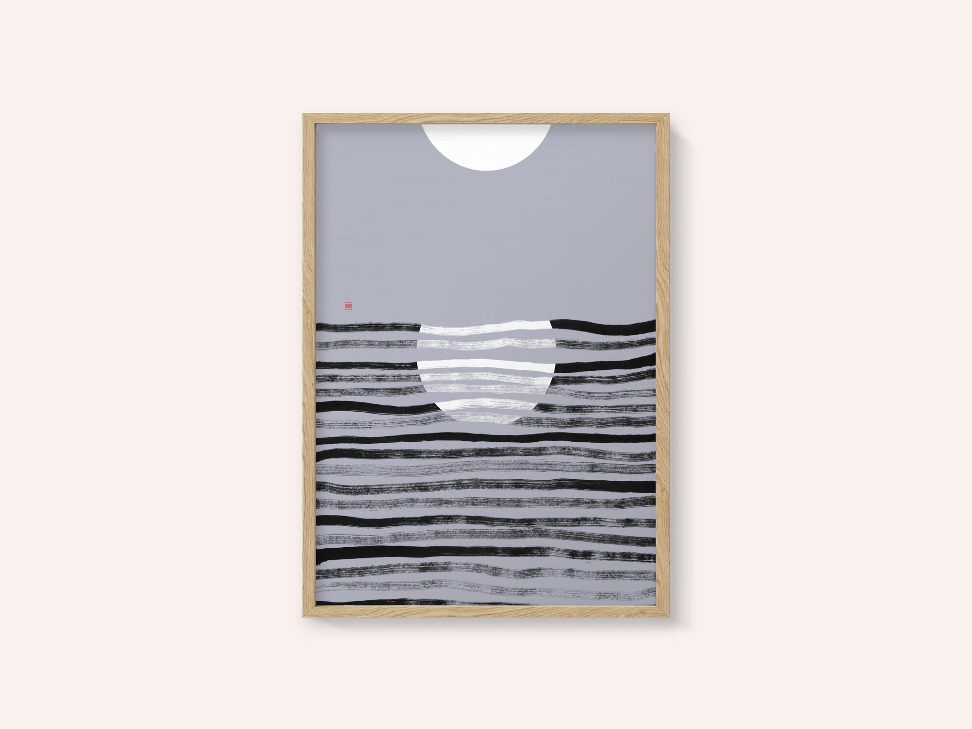 Minimalist Moon Ocean Scene