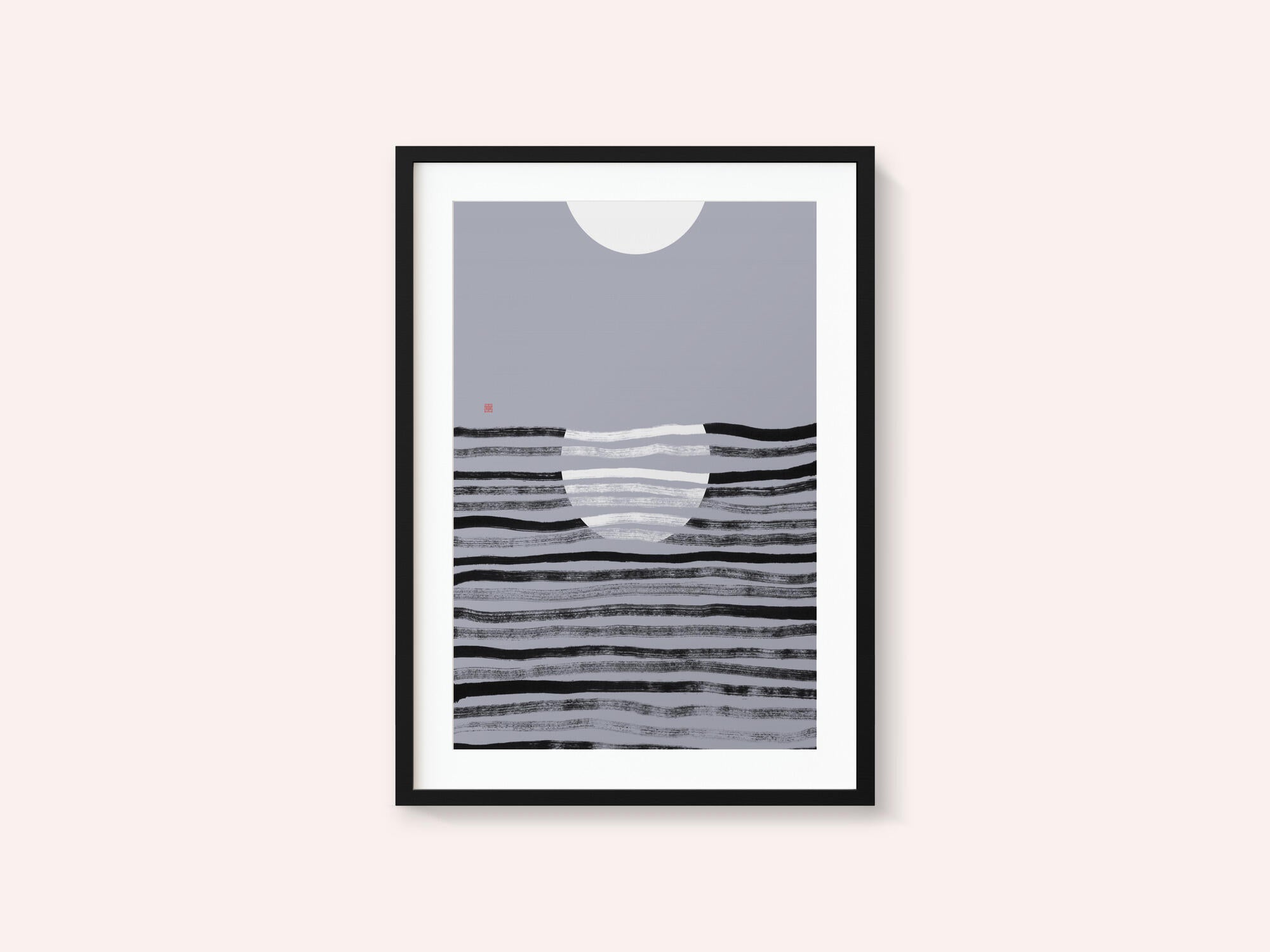 Minimalist Moon Ocean Scene