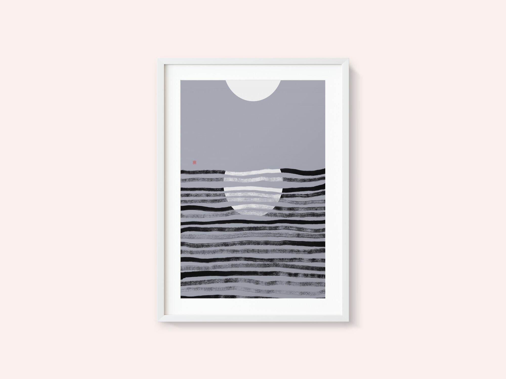 Minimalist Moon Ocean Scene